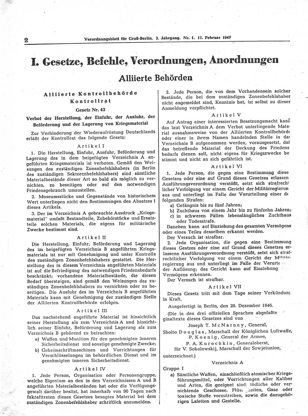Verordnungsblatt (VOBl.) für Groß-Berlin 1947, Seite 2 (VOBl. Bln. 1947, S. 2)