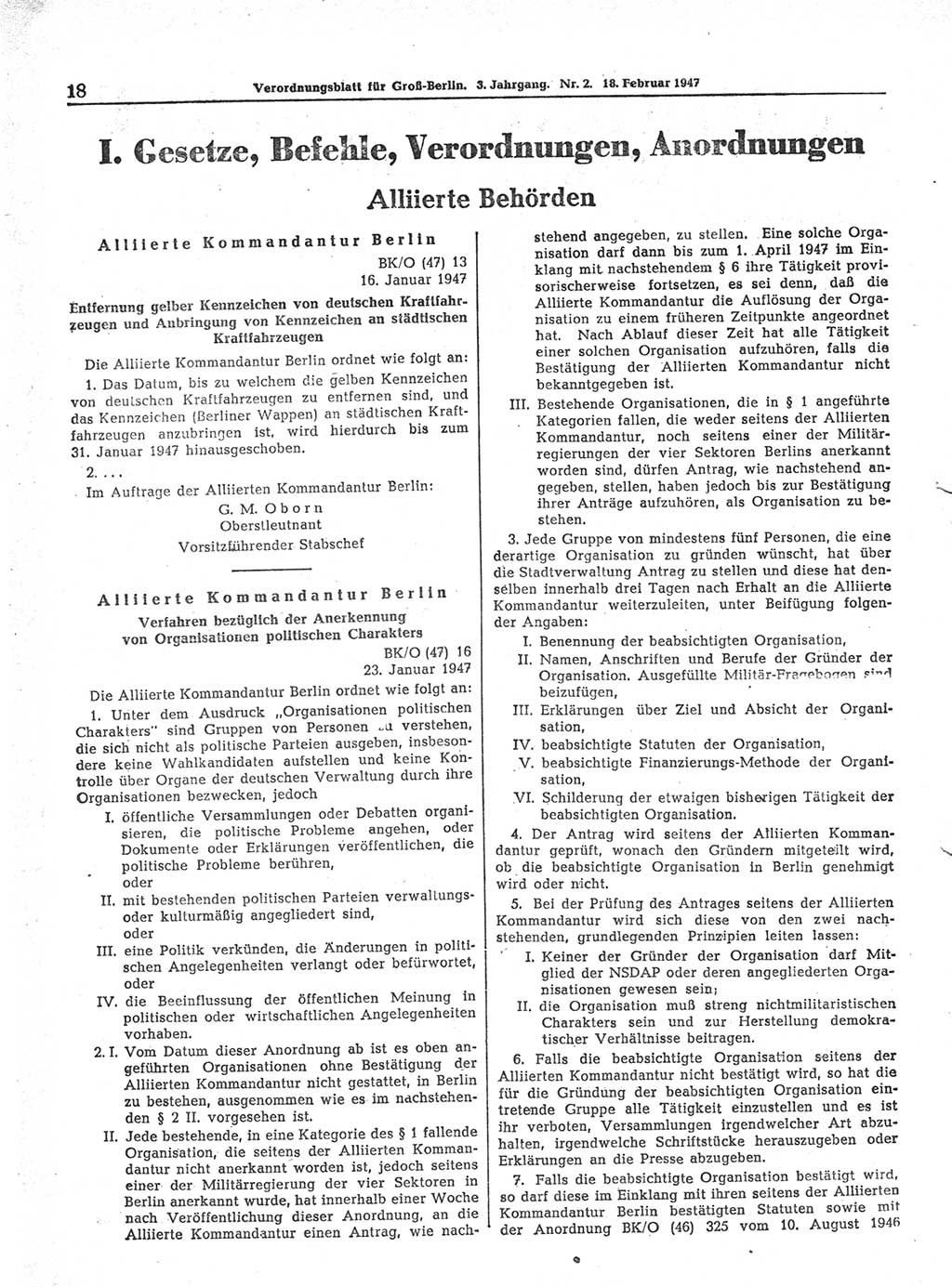 Verordnungsblatt (VOBl.) für Groß-Berlin 1947, Seite 18 (VOBl. Bln. 1947, S. 18)