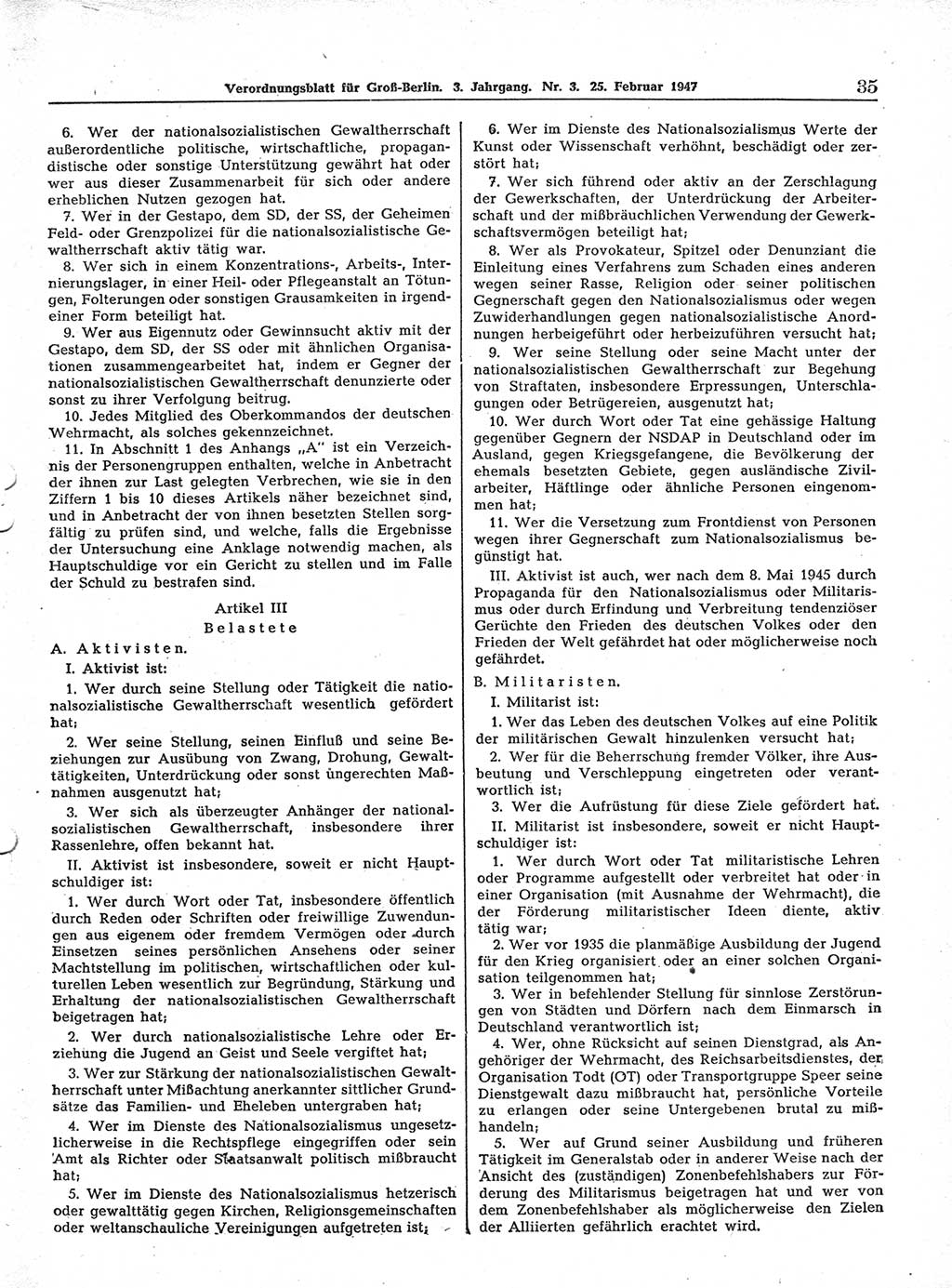 Verordnungsblatt (VOBl.) für Groß-Berlin 1947, Seite 35 (VOBl. Bln. 1947, S. 35)