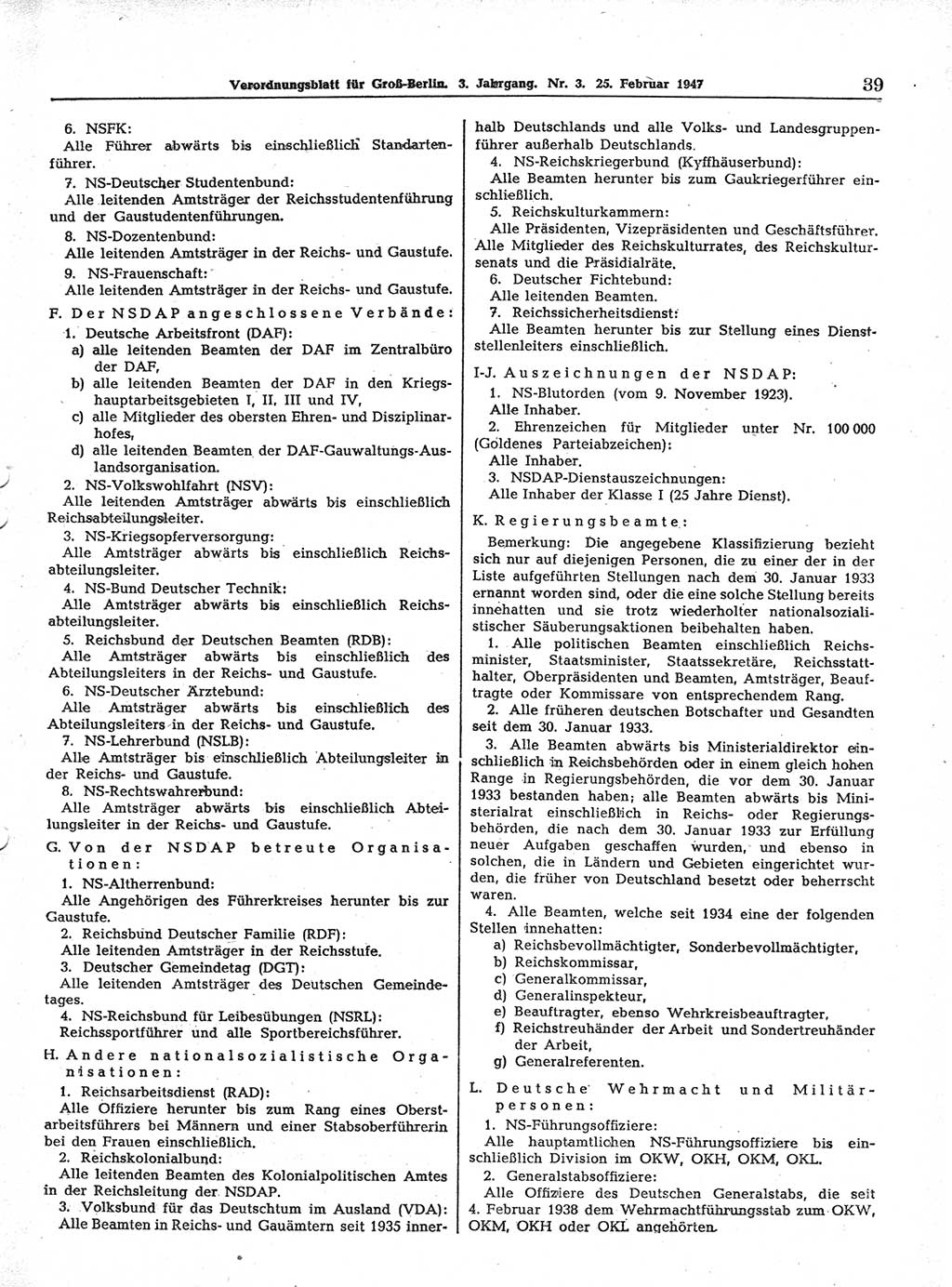 Verordnungsblatt (VOBl.) für Groß-Berlin 1947, Seite 39 (VOBl. Bln. 1947, S. 39)