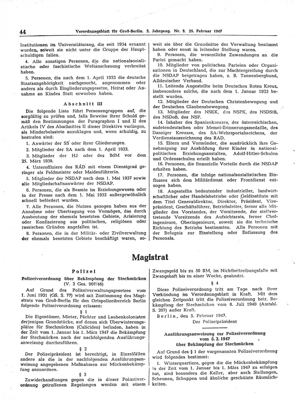 Verordnungsblatt (VOBl.) für Groß-Berlin 1947, Seite 44 (VOBl. Bln. 1947, S. 44)