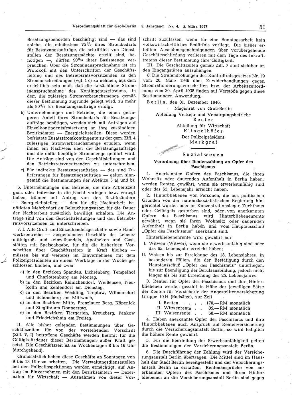 Verordnungsblatt (VOBl.) für Groß-Berlin 1947, Seite 51 (VOBl. Bln. 1947, S. 51)