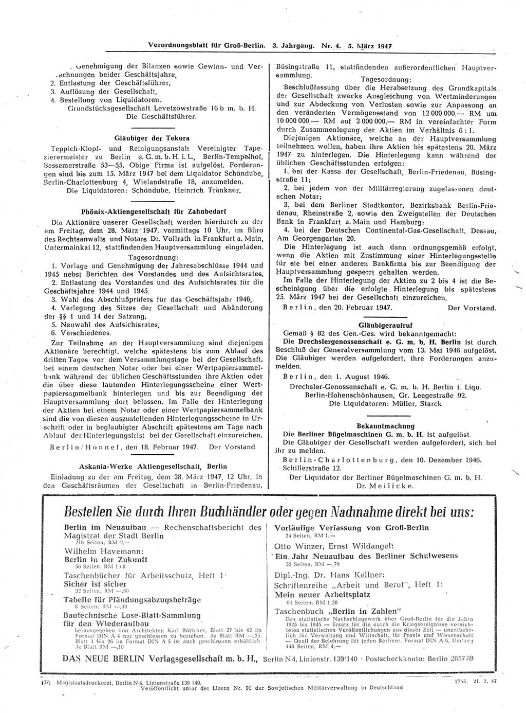 Verordnungsblatt (VOBl.) für Groß-Berlin 1947, Seite 64 (VOBl. Bln. 1947, S. 64)
