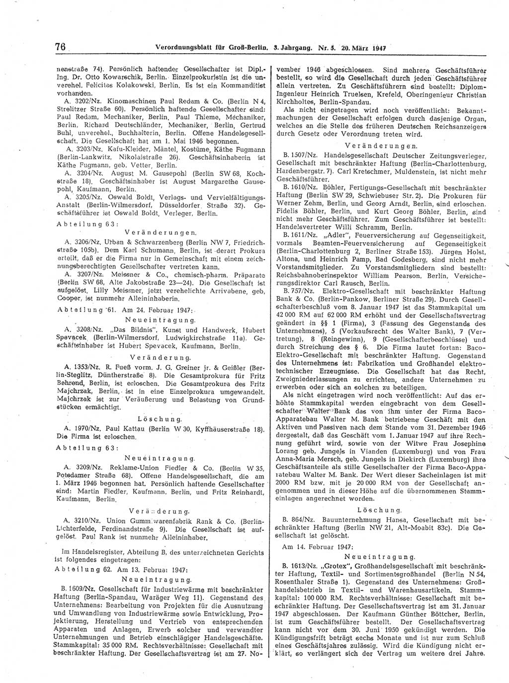 Verordnungsblatt (VOBl.) für Groß-Berlin 1947, Seite 76 (VOBl. Bln. 1947, S. 76)