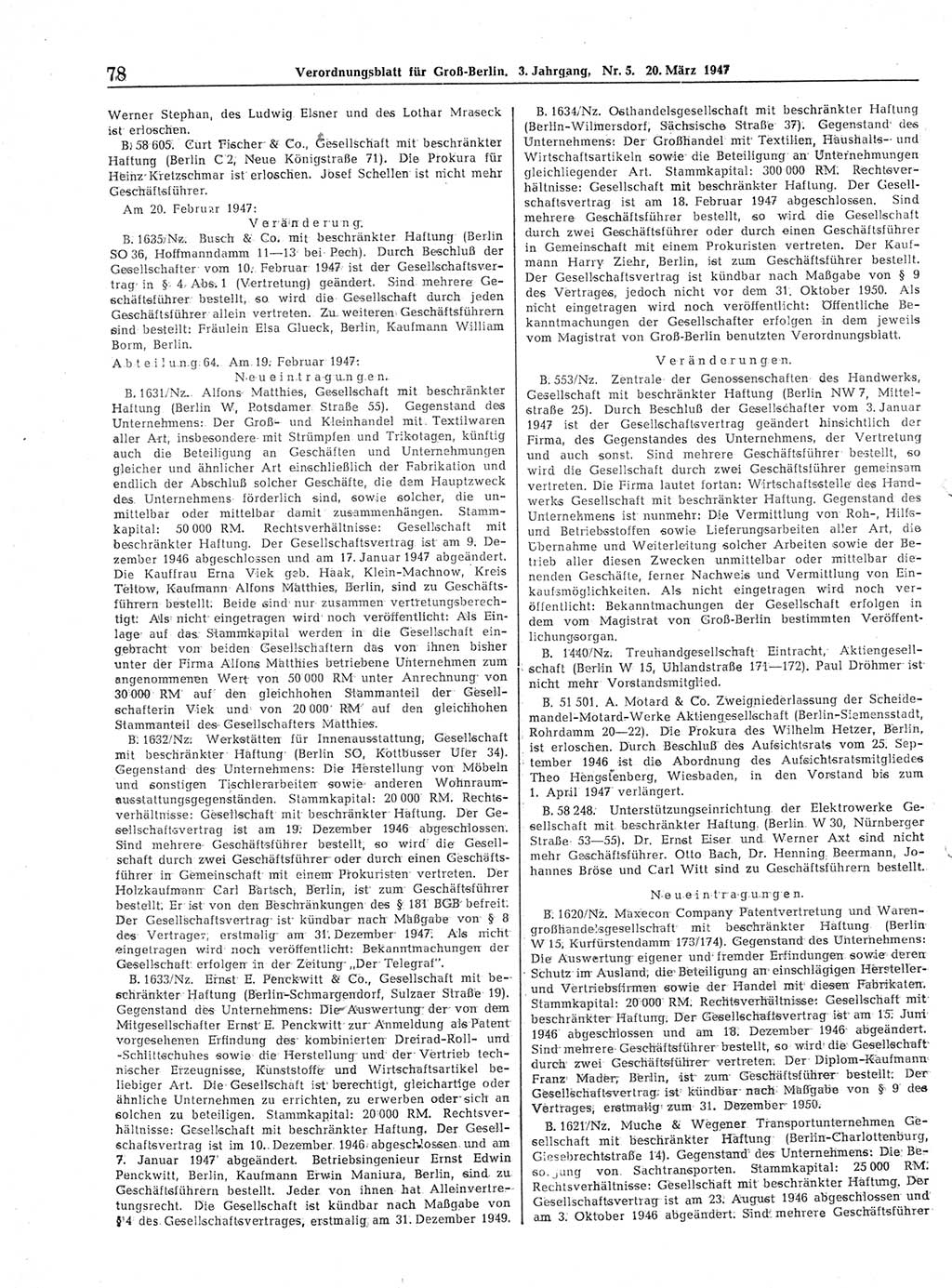 Verordnungsblatt (VOBl.) für Groß-Berlin 1947, Seite 78 (VOBl. Bln. 1947, S. 78)
