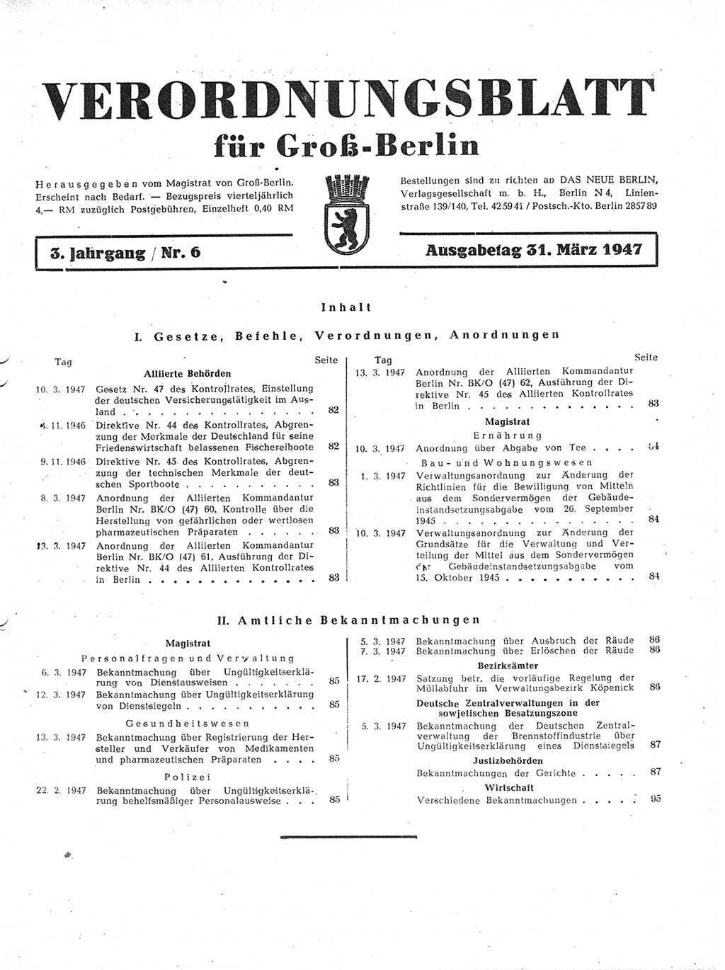 Verordnungsblatt (VOBl.) für Groß-Berlin 1947, Seite 81 (VOBl. Bln. 1947, S. 81)