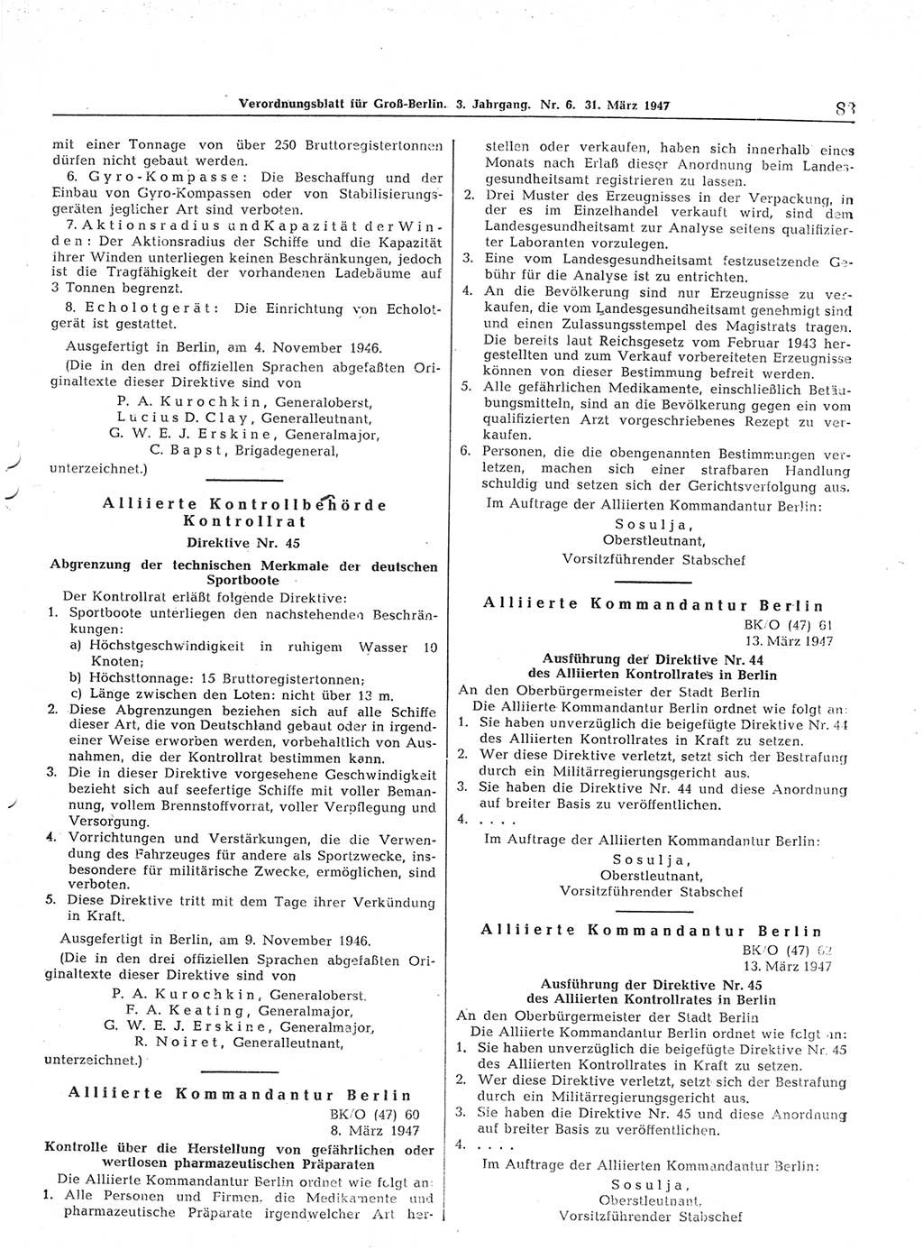 Verordnungsblatt (VOBl.) für Groß-Berlin 1947, Seite 83 (VOBl. Bln. 1947, S. 83)