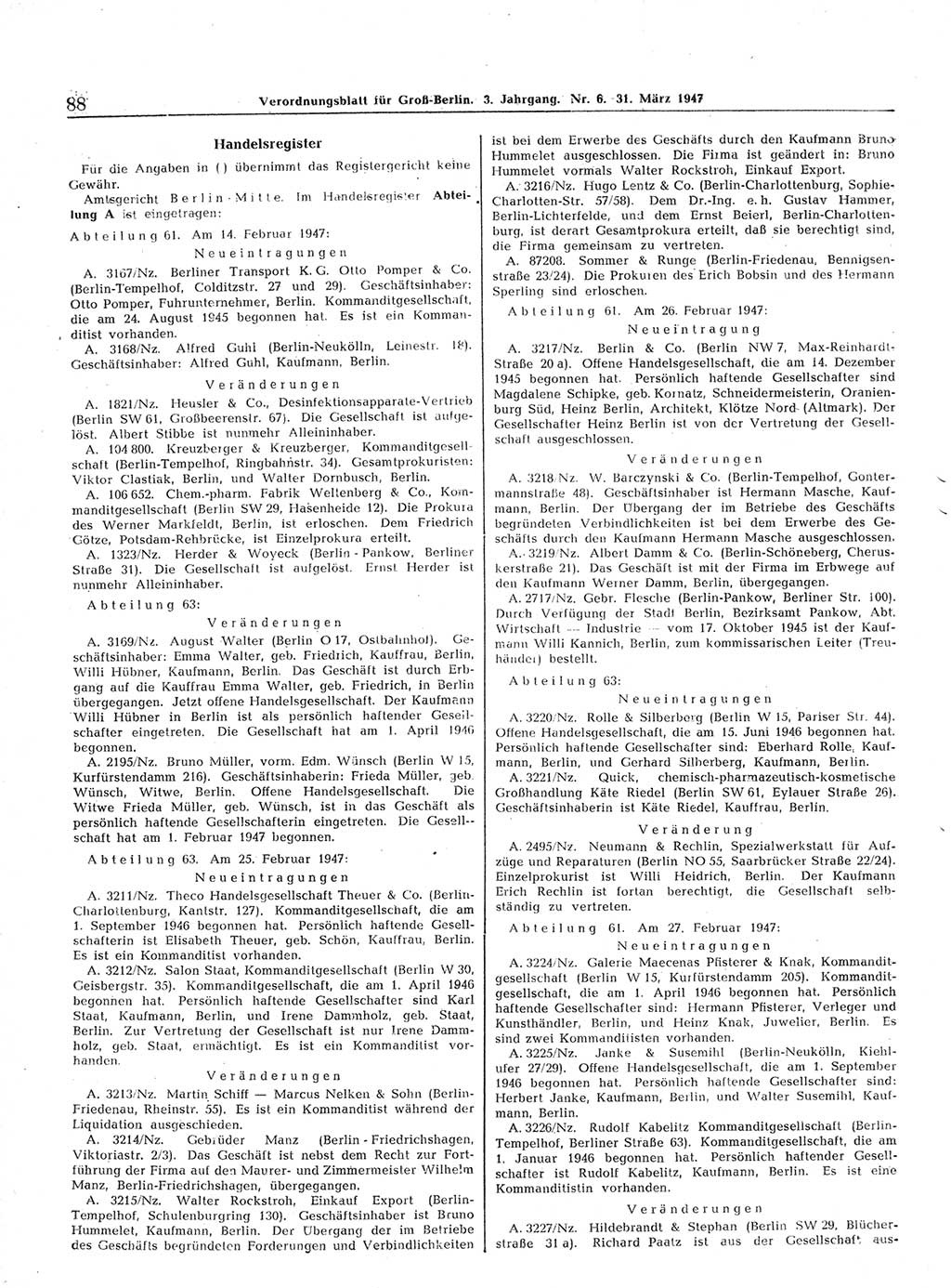 Verordnungsblatt (VOBl.) für Groß-Berlin 1947, Seite 88 (VOBl. Bln. 1947, S. 88)