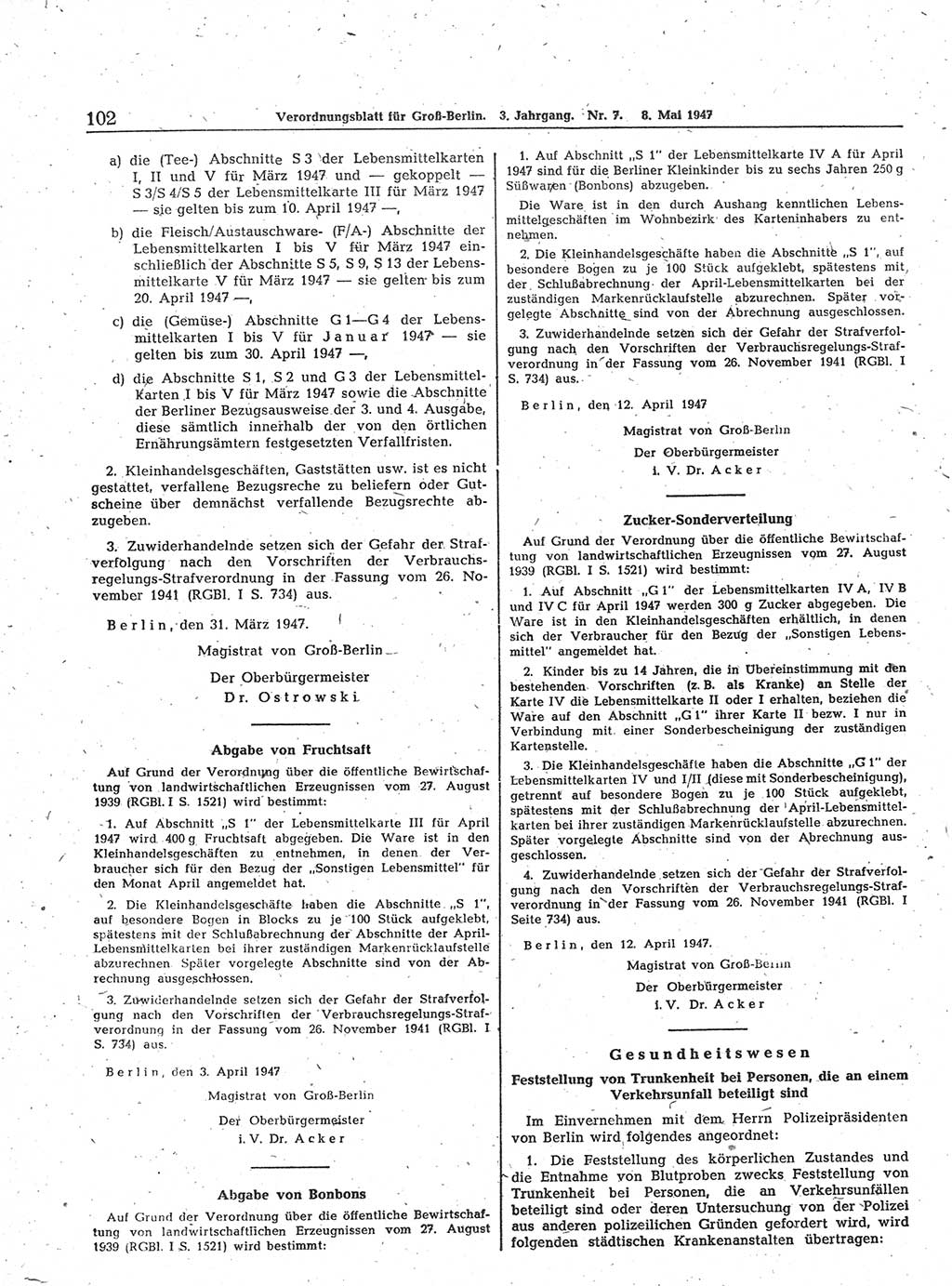 Verordnungsblatt (VOBl.) für Groß-Berlin 1947, Seite 102 (VOBl. Bln. 1947, S. 102)