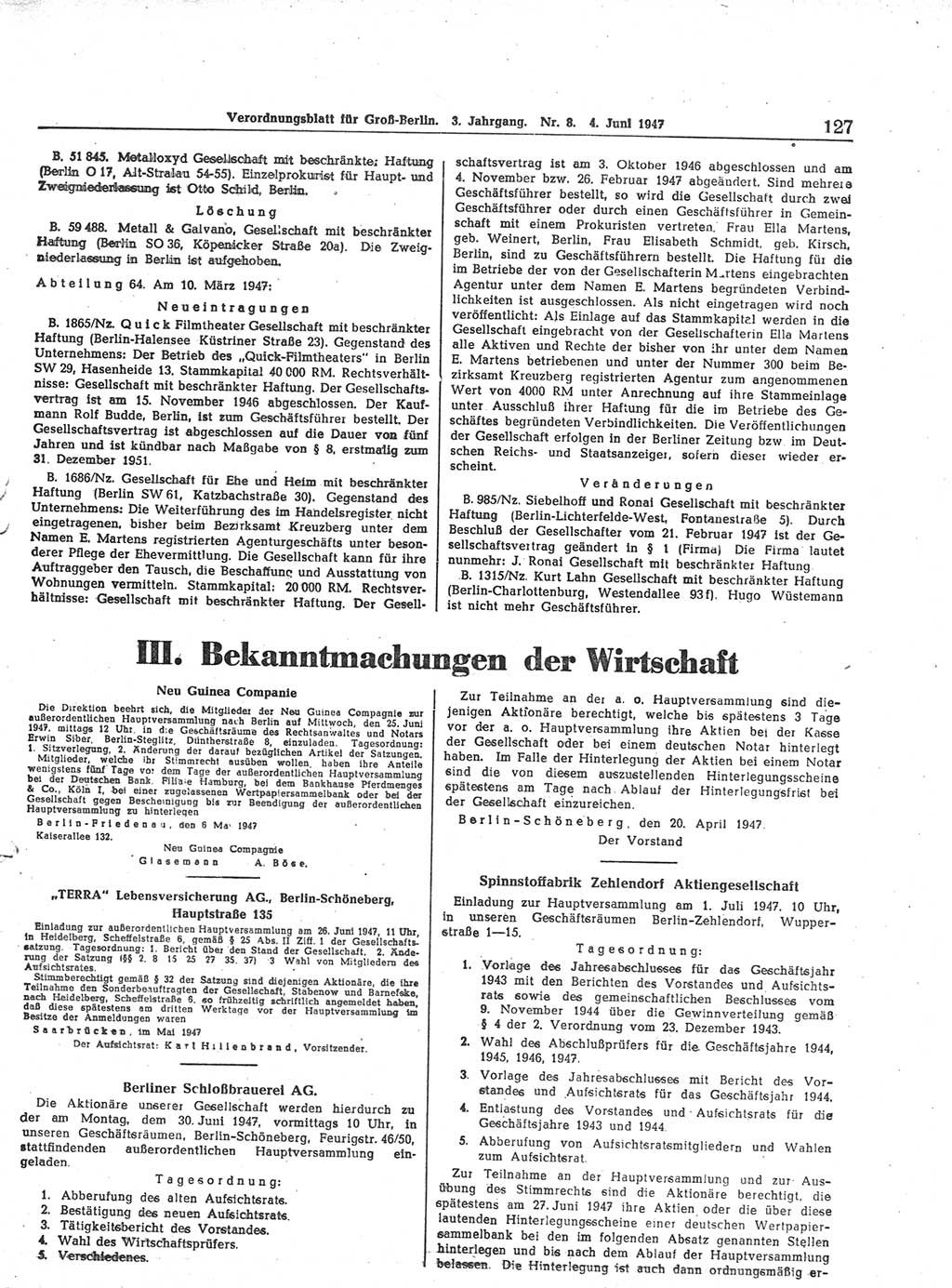 Verordnungsblatt (VOBl.) für Groß-Berlin 1947, Seite 127 (VOBl. Bln. 1947, S. 127)