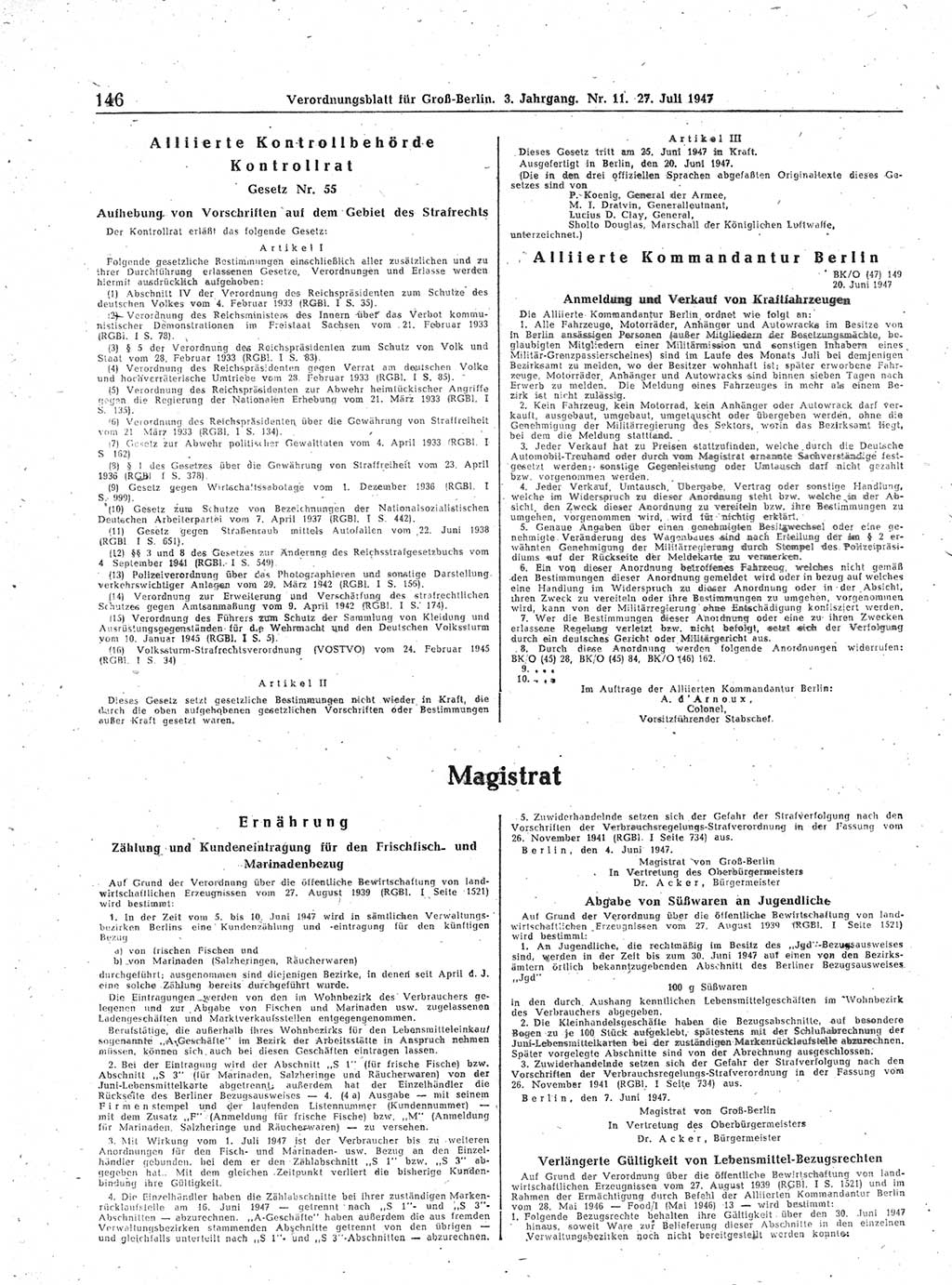Verordnungsblatt (VOBl.) für Groß-Berlin 1947, Seite 146 (VOBl. Bln. 1947, S. 146)