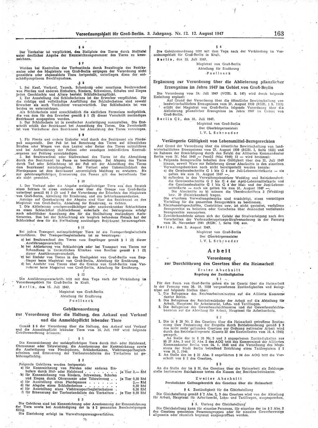 Verordnungsblatt (VOBl.) für Groß-Berlin 1947, Seite 163 (VOBl. Bln. 1947, S. 163)