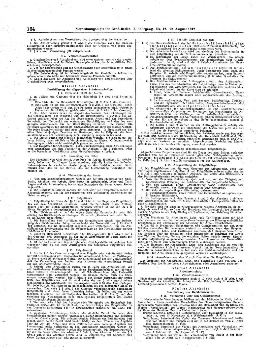 Verordnungsblatt (VOBl.) für Groß-Berlin 1947, Seite 164 (VOBl. Bln. 1947, S. 164)