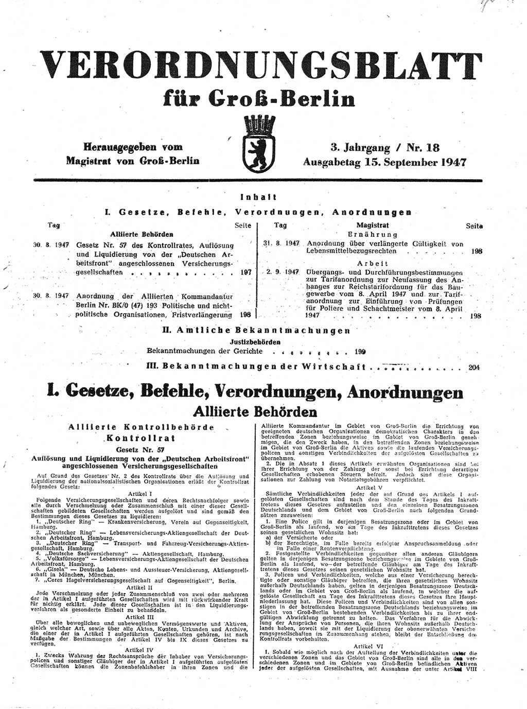 Verordnungsblatt (VOBl.) für Groß-Berlin 1947, Seite 197 (VOBl. Bln. 1947, S. 197)