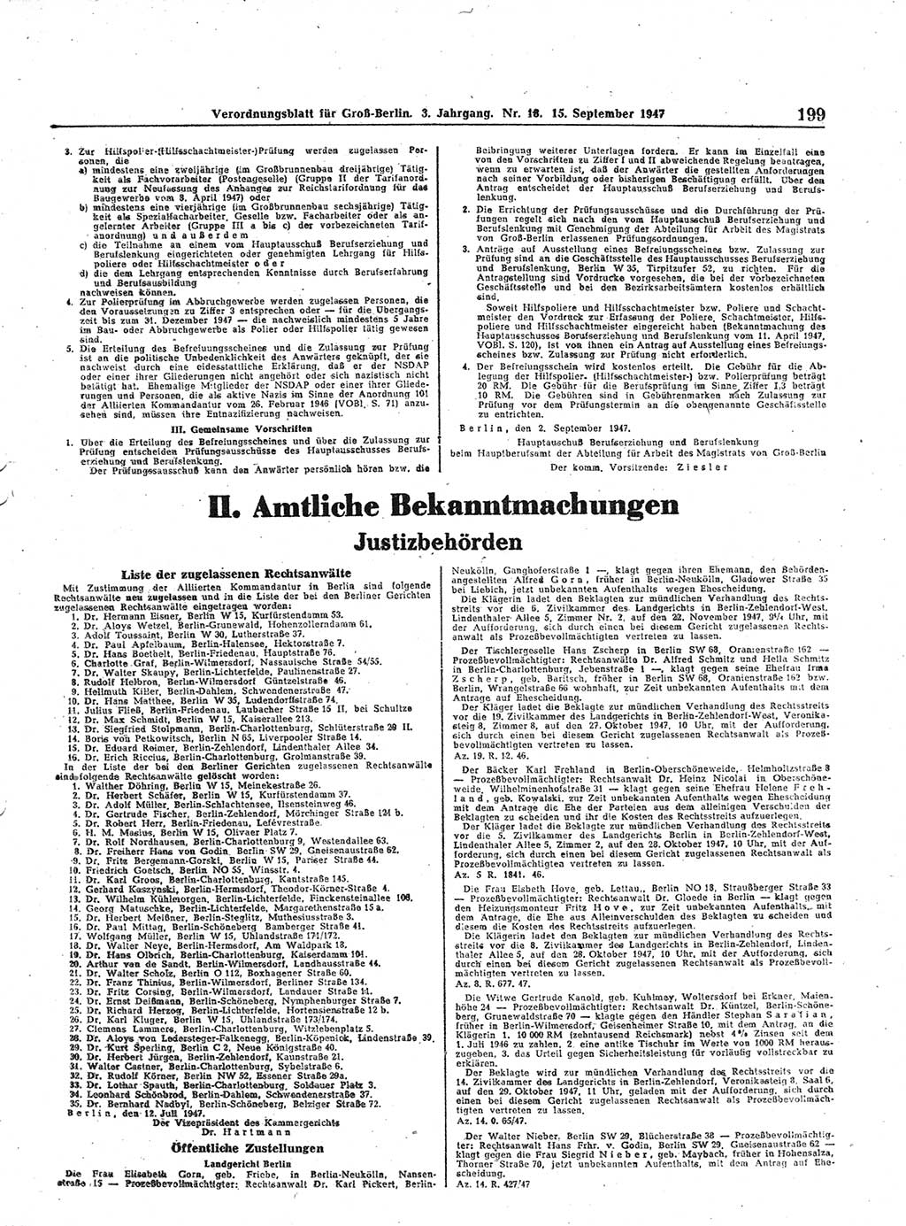 Verordnungsblatt (VOBl.) für Groß-Berlin 1947, Seite 199 (VOBl. Bln. 1947, S. 199)