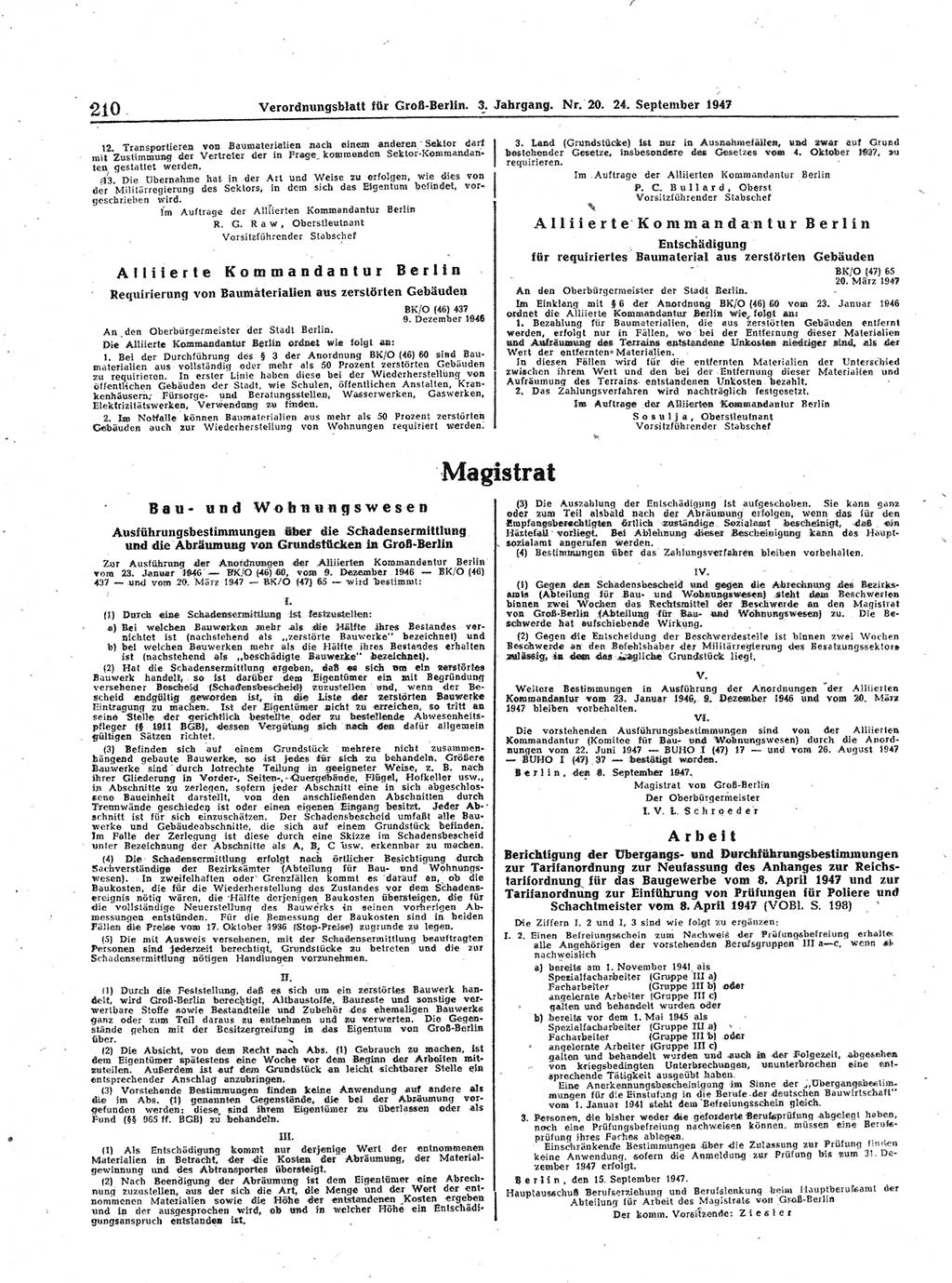 Verordnungsblatt (VOBl.) für Groß-Berlin 1947, Seite 210 (VOBl. Bln. 1947, S. 210)