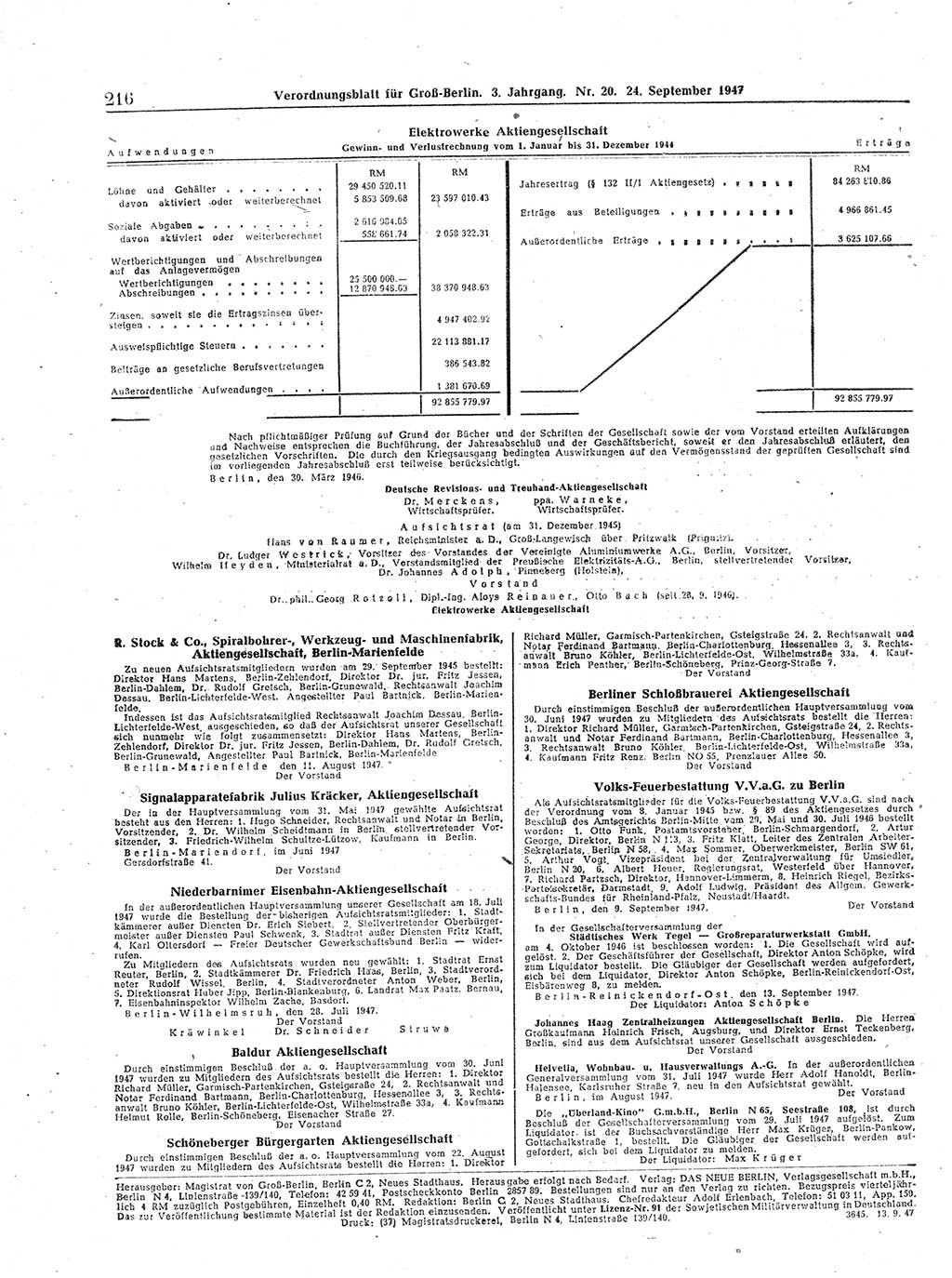 Verordnungsblatt (VOBl.) für Groß-Berlin 1947, Seite 216 (VOBl. Bln. 1947, S. 216)