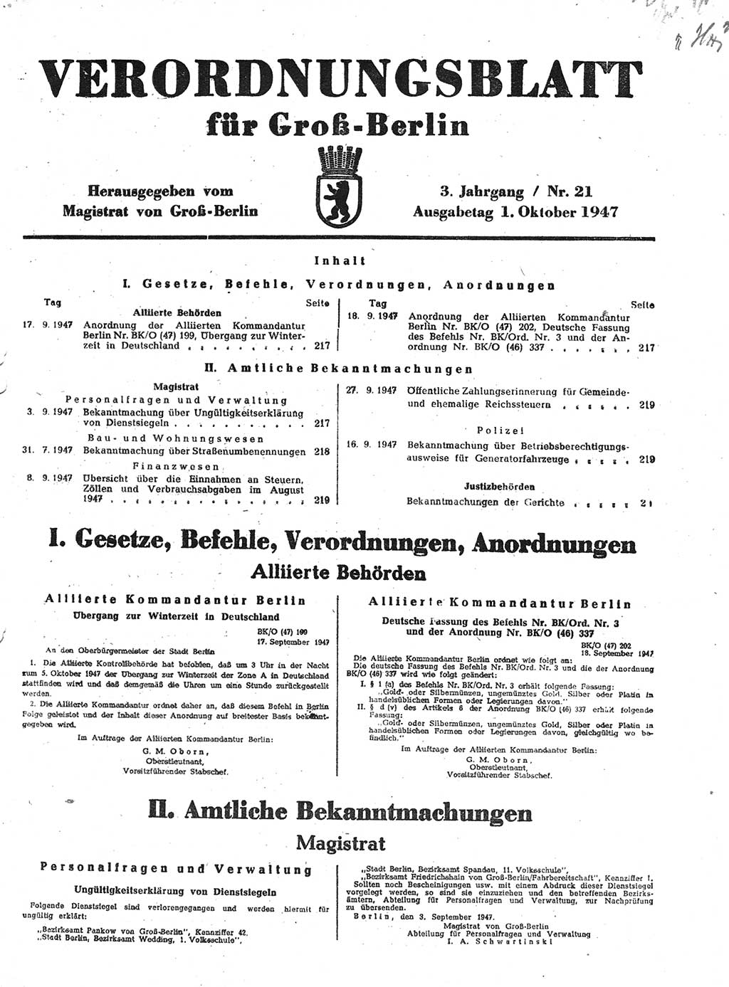 Verordnungsblatt (VOBl.) für Groß-Berlin 1947, Seite 217 (VOBl. Bln. 1947, S. 217)