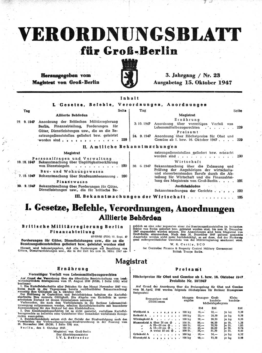 Verordnungsblatt (VOBl.) für Groß-Berlin 1947, Seite 229 (VOBl. Bln. 1947, S. 229)