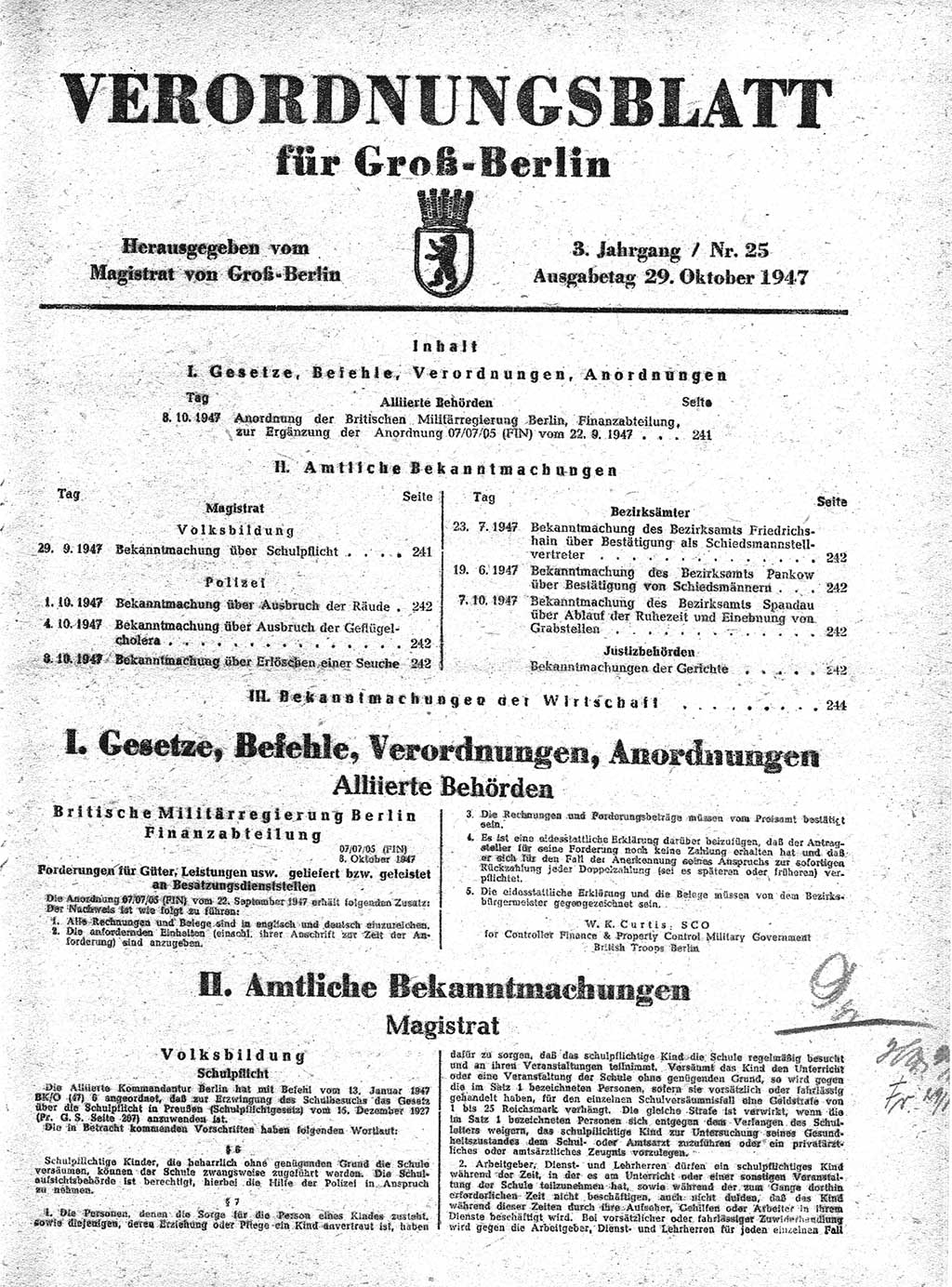 Verordnungsblatt (VOBl.) für Groß-Berlin 1947, Seite 241 (VOBl. Bln. 1947, S. 241)