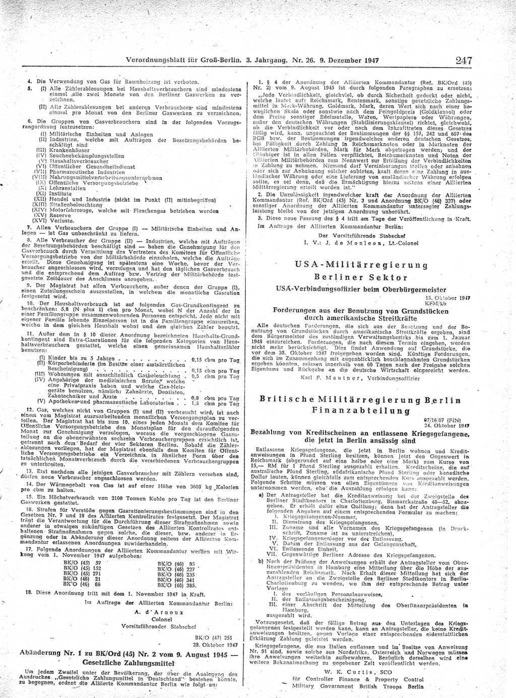 Verordnungsblatt (VOBl.) für Groß-Berlin 1947, Seite 247 (VOBl. Bln. 1947, S. 247)