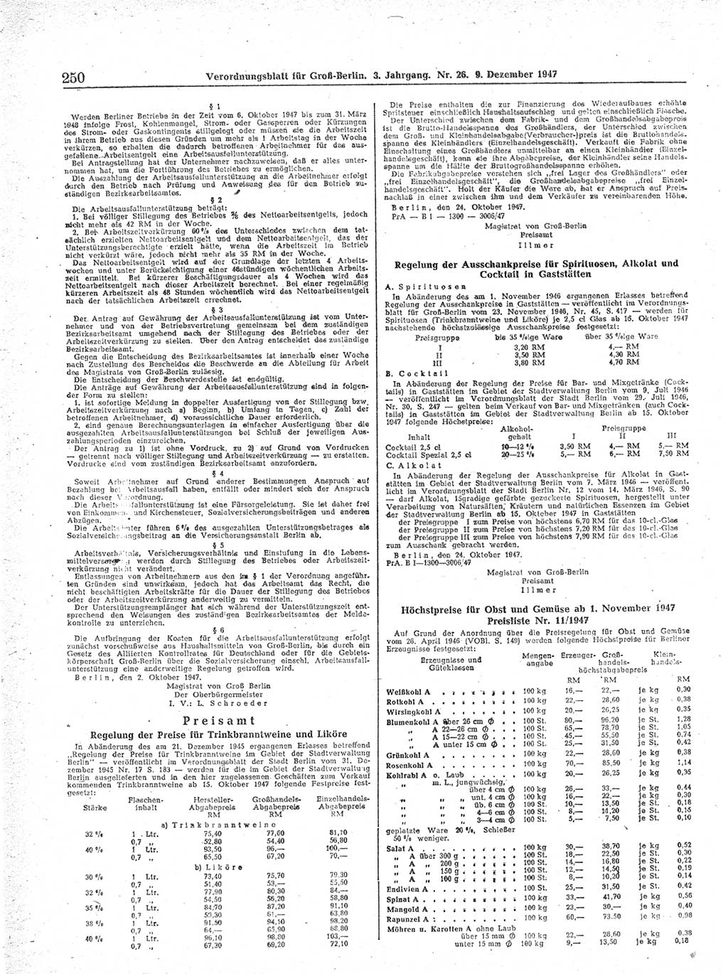 Verordnungsblatt (VOBl.) für Groß-Berlin 1947, Seite 250 (VOBl. Bln. 1947, S. 250)