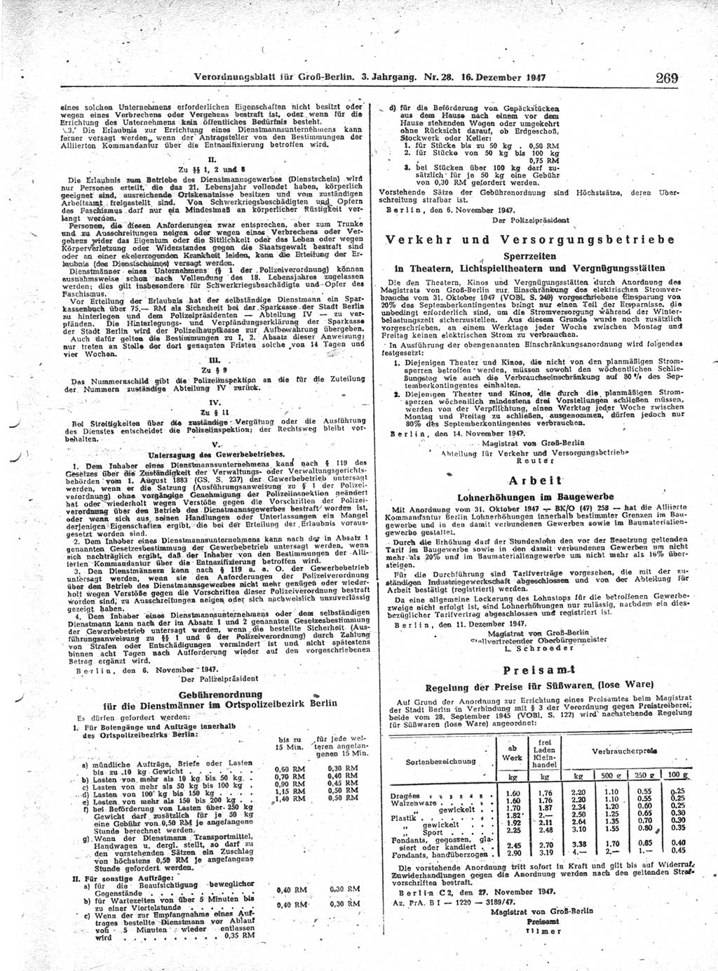 Verordnungsblatt (VOBl.) für Groß-Berlin 1947, Seite 269 (VOBl. Bln. 1947, S. 269)