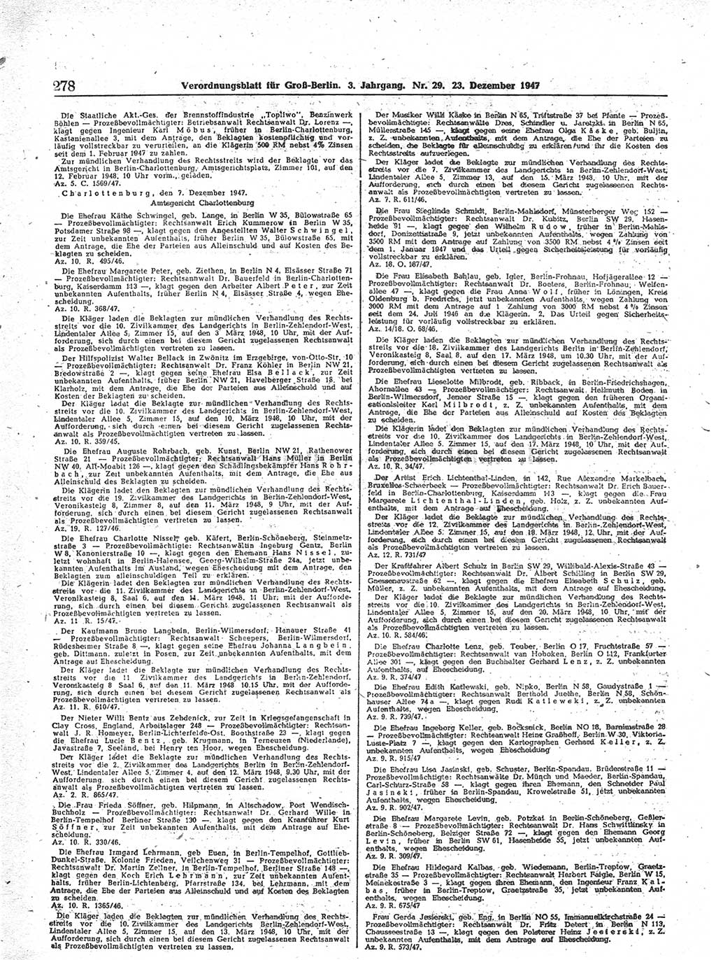 Verordnungsblatt (VOBl.) für Groß-Berlin 1947, Seite 278 (VOBl. Bln. 1947, S. 278)