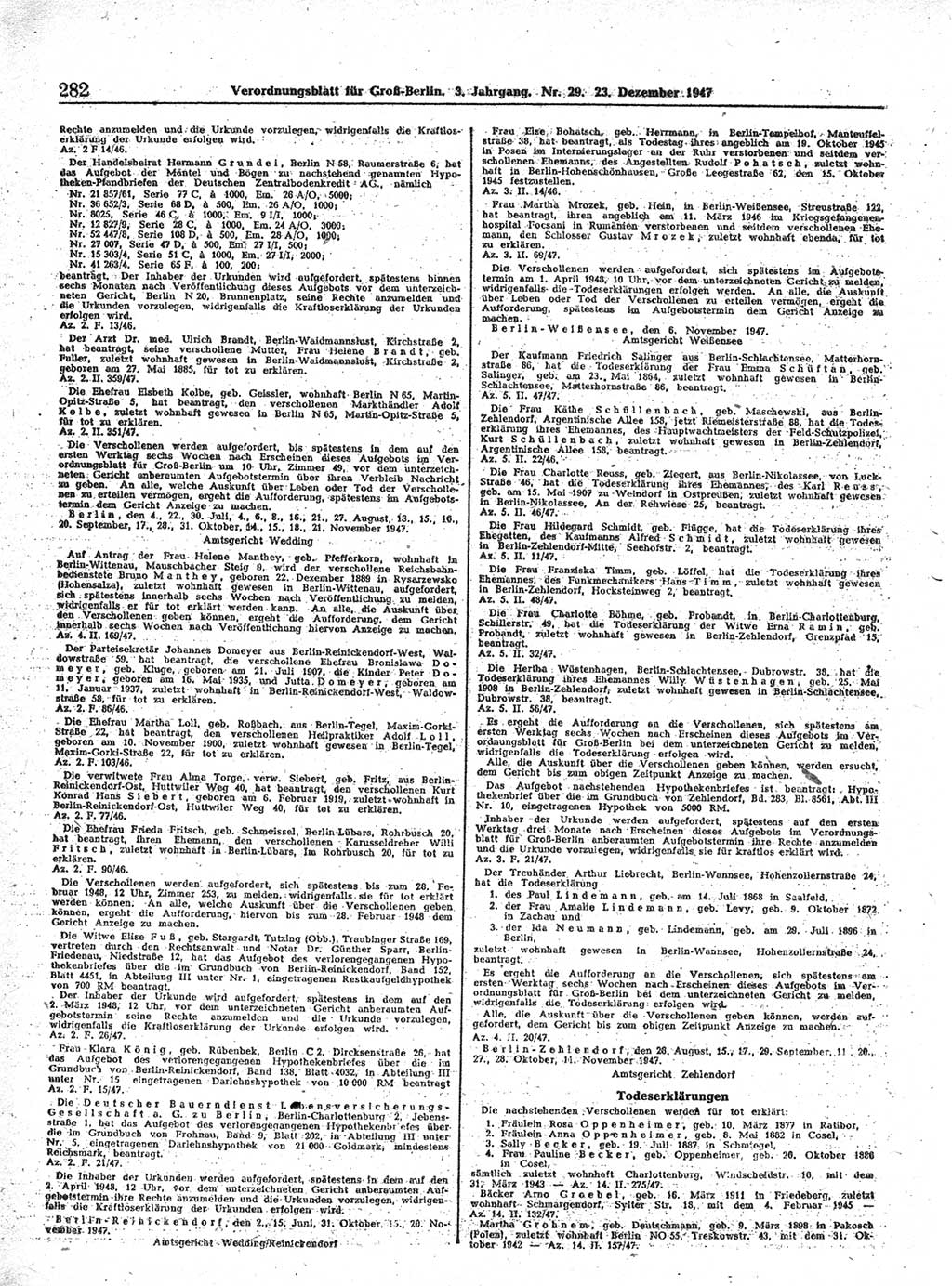 Verordnungsblatt (VOBl.) für Groß-Berlin 1947, Seite 282 (VOBl. Bln. 1947, S. 282)