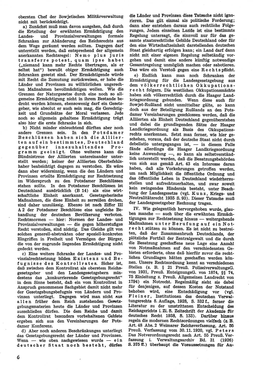 Neue Justiz (NJ), Zeitschrift für Recht und Rechtswissenschaft [Sowjetische Besatzungszone (SBZ) Deutschland], 1. Jahrgang 1947, Seite 6 (NJ SBZ Dtl. 1947, S. 6)