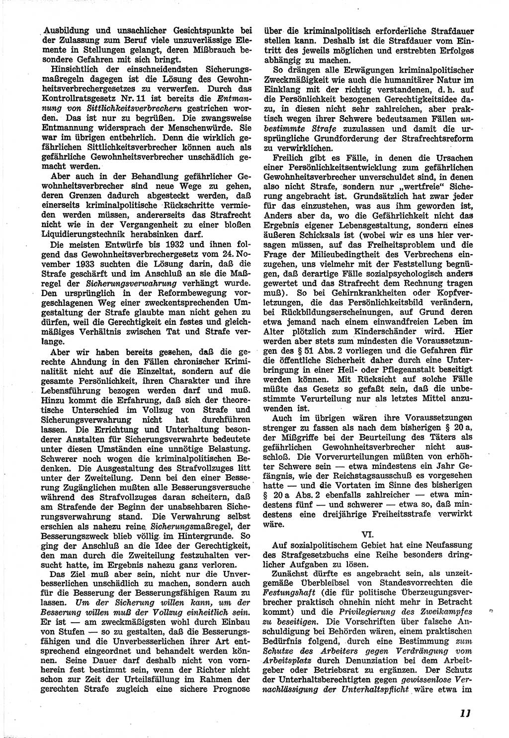 Neue Justiz (NJ), Zeitschrift für Recht und Rechtswissenschaft [Sowjetische Besatzungszone (SBZ) Deutschland], 1. Jahrgang 1947, Seite 11 (NJ SBZ Dtl. 1947, S. 11)