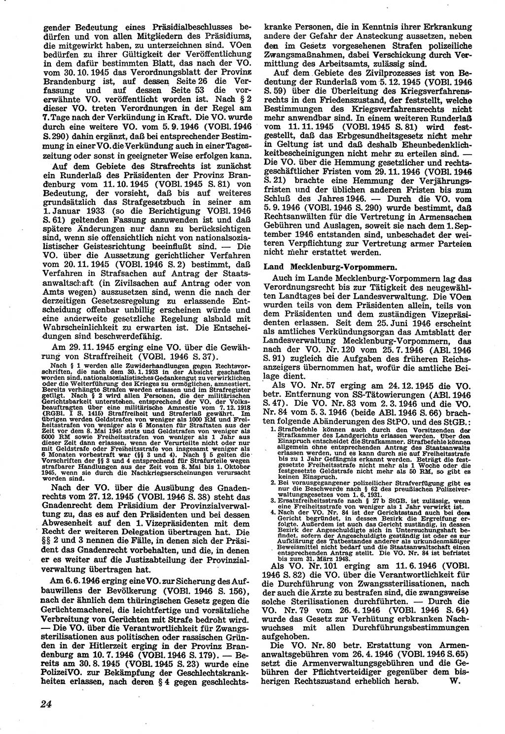 Neue Justiz (NJ), Zeitschrift für Recht und Rechtswissenschaft [Sowjetische Besatzungszone (SBZ) Deutschland], 1. Jahrgang 1947, Seite 24 (NJ SBZ Dtl. 1947, S. 24)