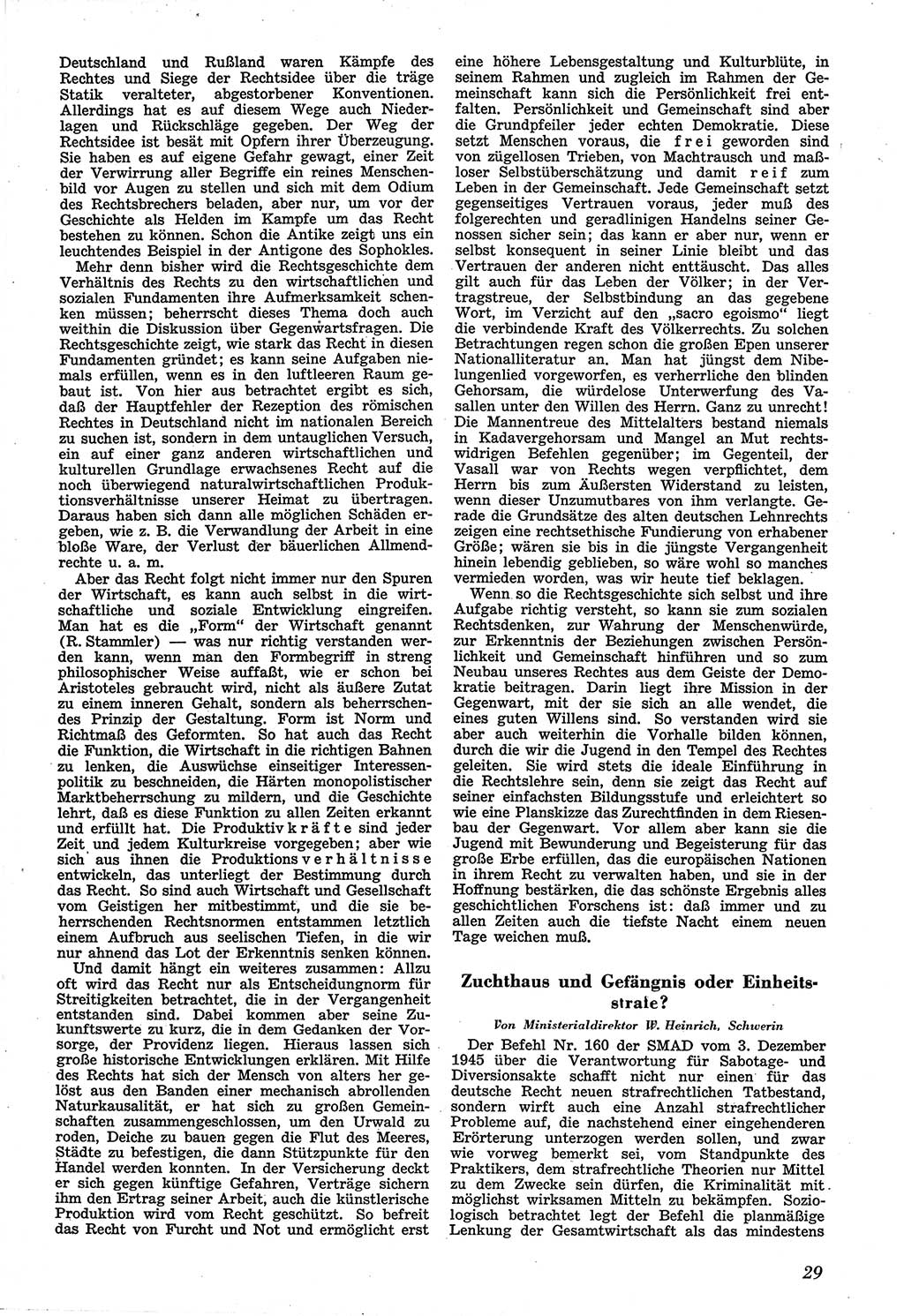 Neue Justiz (NJ), Zeitschrift für Recht und Rechtswissenschaft [Sowjetische Besatzungszone (SBZ) Deutschland], 1. Jahrgang 1947, Seite 29 (NJ SBZ Dtl. 1947, S. 29)