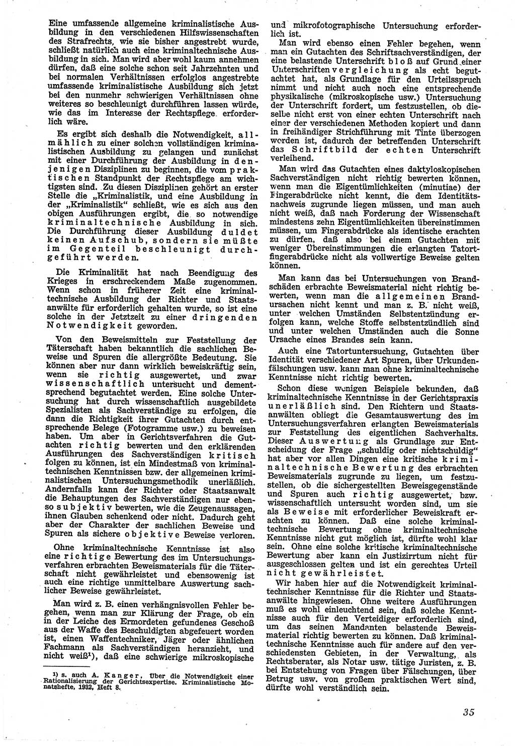 Neue Justiz (NJ), Zeitschrift für Recht und Rechtswissenschaft [Sowjetische Besatzungszone (SBZ) Deutschland], 1. Jahrgang 1947, Seite 35 (NJ SBZ Dtl. 1947, S. 35)