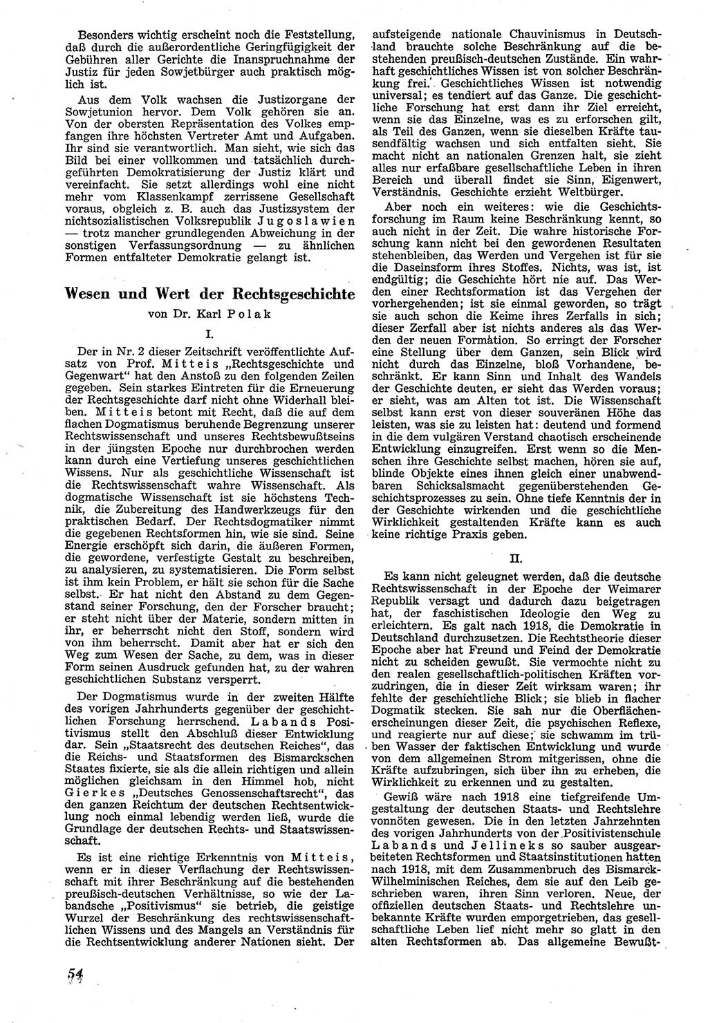Neue Justiz (NJ), Zeitschrift für Recht und Rechtswissenschaft [Sowjetische Besatzungszone (SBZ) Deutschland], 1. Jahrgang 1947, Seite 54 (NJ SBZ Dtl. 1947, S. 54)