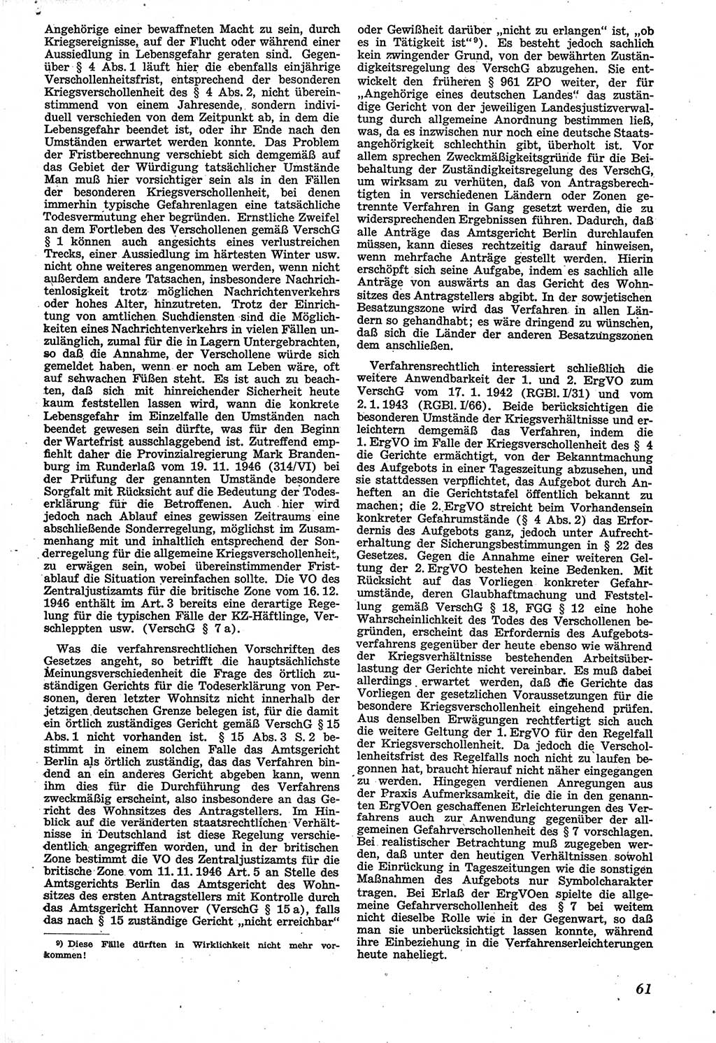 Neue Justiz (NJ), Zeitschrift für Recht und Rechtswissenschaft [Sowjetische Besatzungszone (SBZ) Deutschland], 1. Jahrgang 1947, Seite 61 (NJ SBZ Dtl. 1947, S. 61)