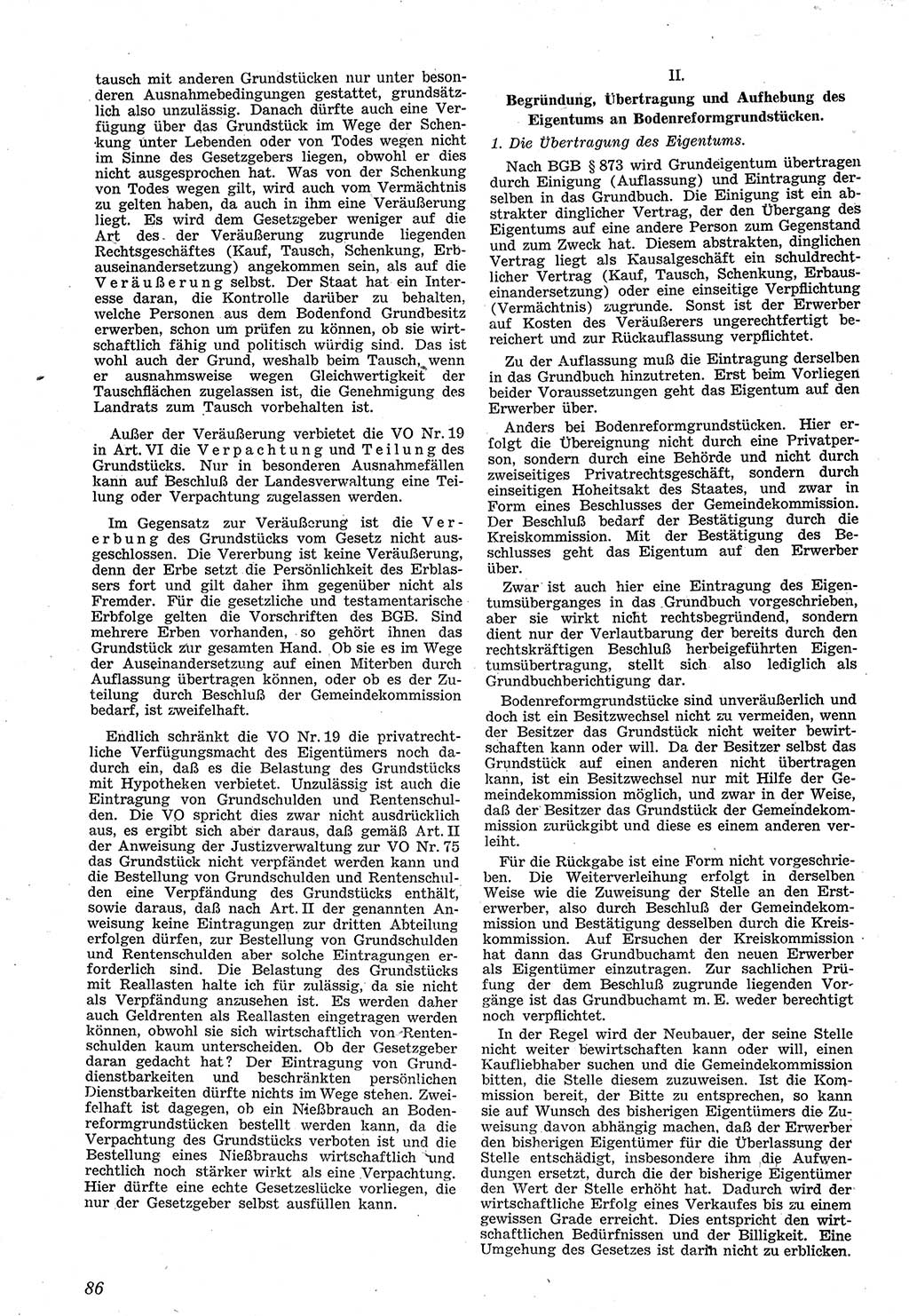 Neue Justiz (NJ), Zeitschrift für Recht und Rechtswissenschaft [Sowjetische Besatzungszone (SBZ) Deutschland], 1. Jahrgang 1947, Seite 86 (NJ SBZ Dtl. 1947, S. 86)