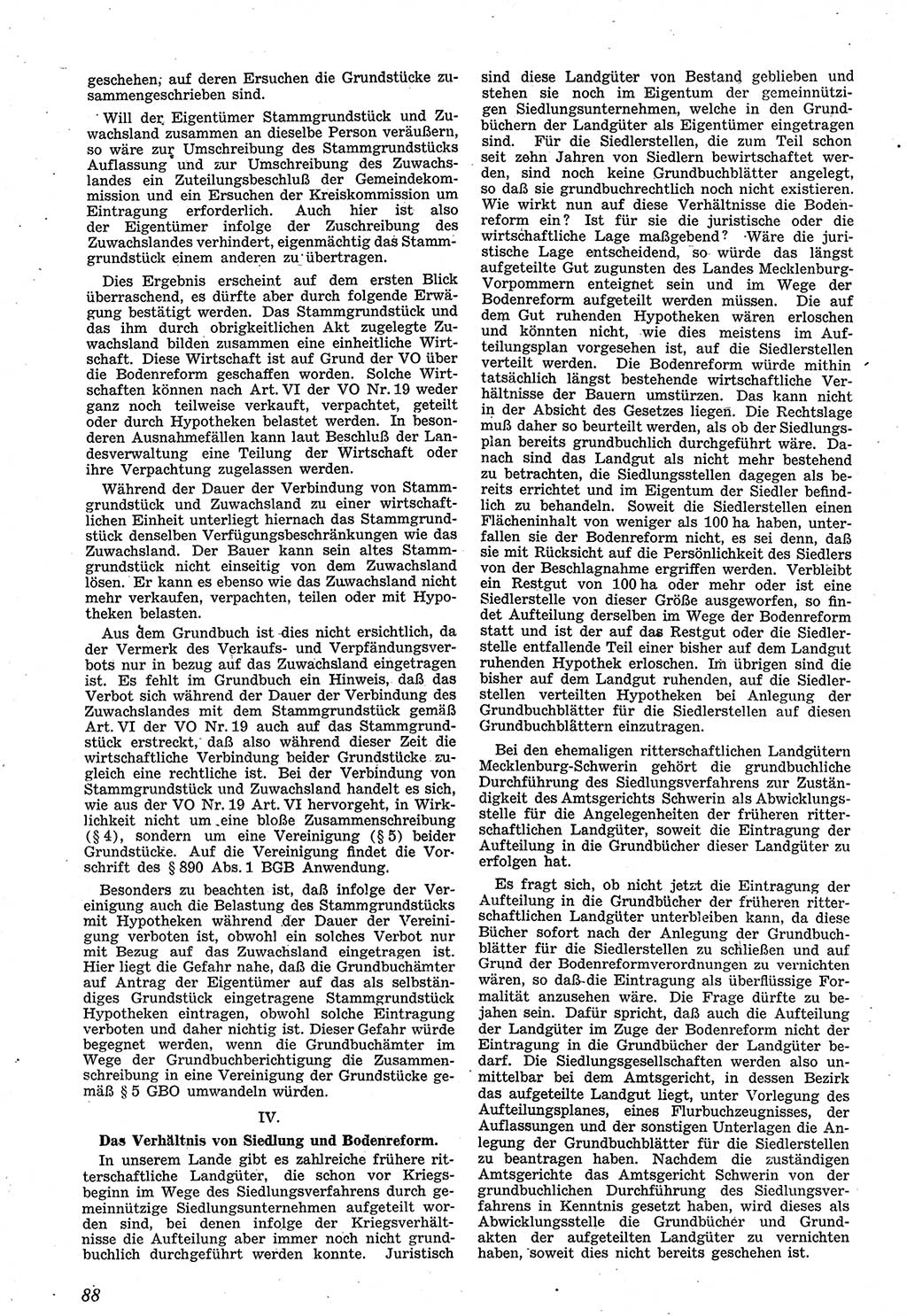 Neue Justiz (NJ), Zeitschrift für Recht und Rechtswissenschaft [Sowjetische Besatzungszone (SBZ) Deutschland], 1. Jahrgang 1947, Seite 88 (NJ SBZ Dtl. 1947, S. 88)