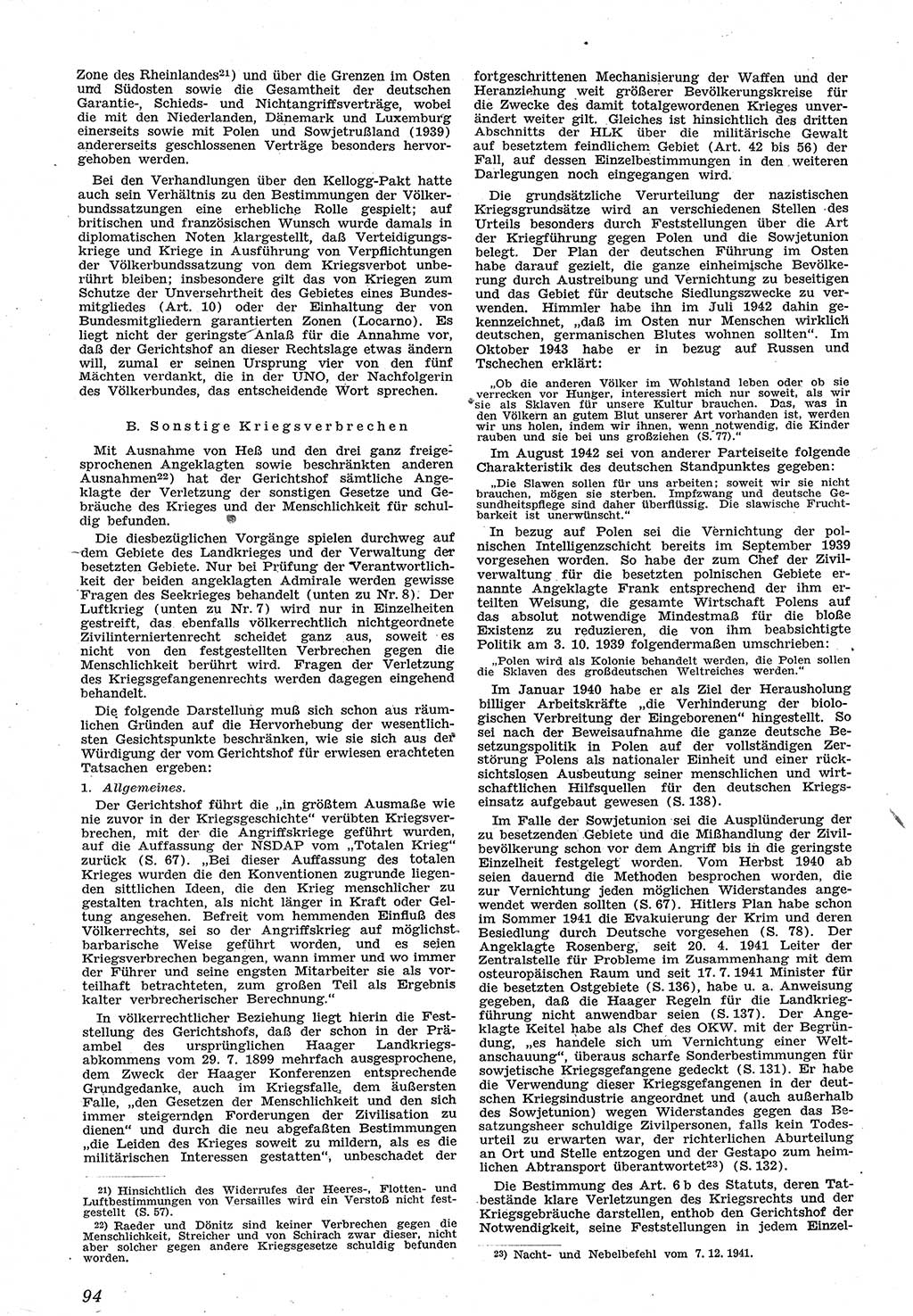 Neue Justiz (NJ), Zeitschrift für Recht und Rechtswissenschaft [Sowjetische Besatzungszone (SBZ) Deutschland], 1. Jahrgang 1947, Seite 94 (NJ SBZ Dtl. 1947, S. 94)