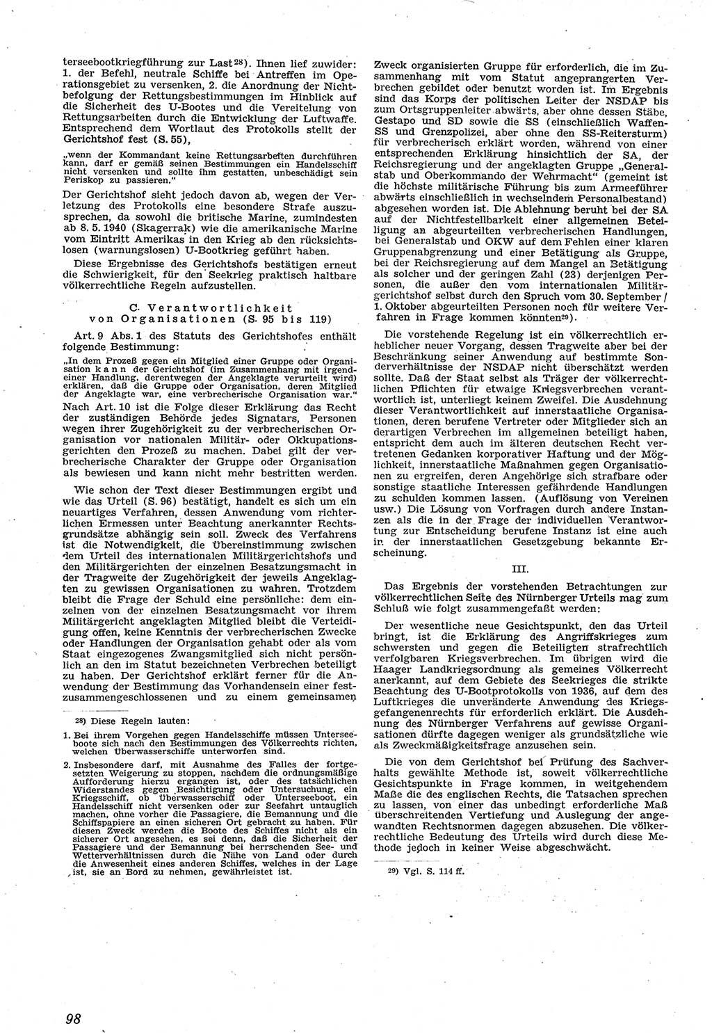 Neue Justiz (NJ), Zeitschrift für Recht und Rechtswissenschaft [Sowjetische Besatzungszone (SBZ) Deutschland], 1. Jahrgang 1947, Seite 98 (NJ SBZ Dtl. 1947, S. 98)