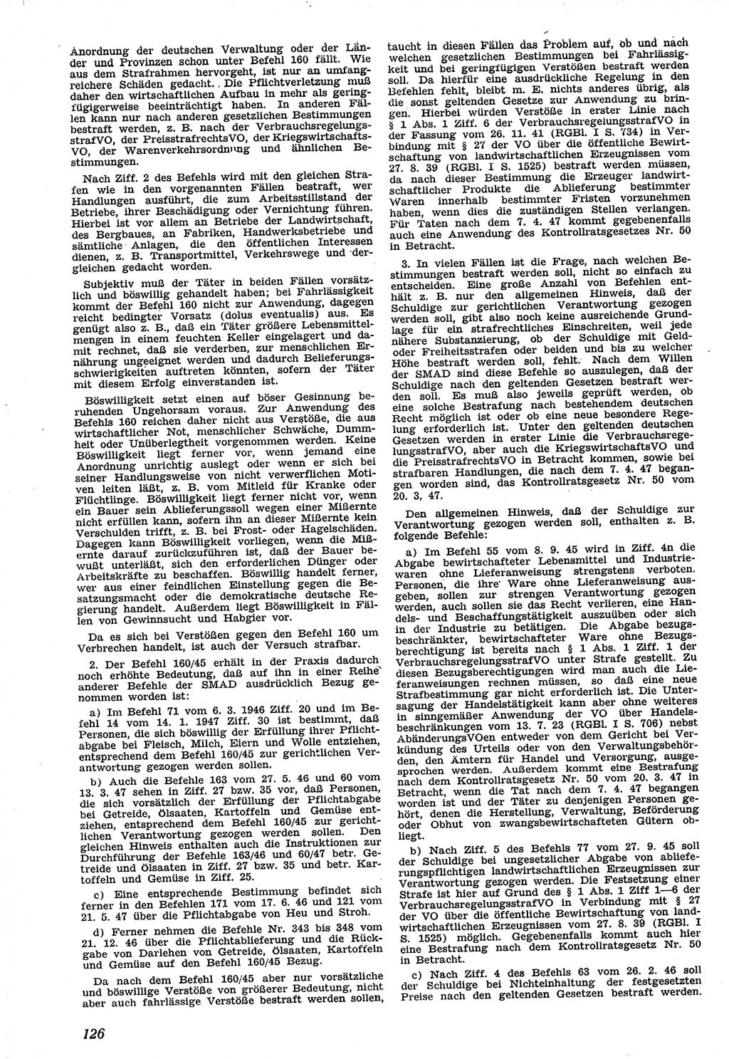 Neue Justiz (NJ), Zeitschrift für Recht und Rechtswissenschaft [Sowjetische Besatzungszone (SBZ) Deutschland], 1. Jahrgang 1947, Seite 126 (NJ SBZ Dtl. 1947, S. 126)
