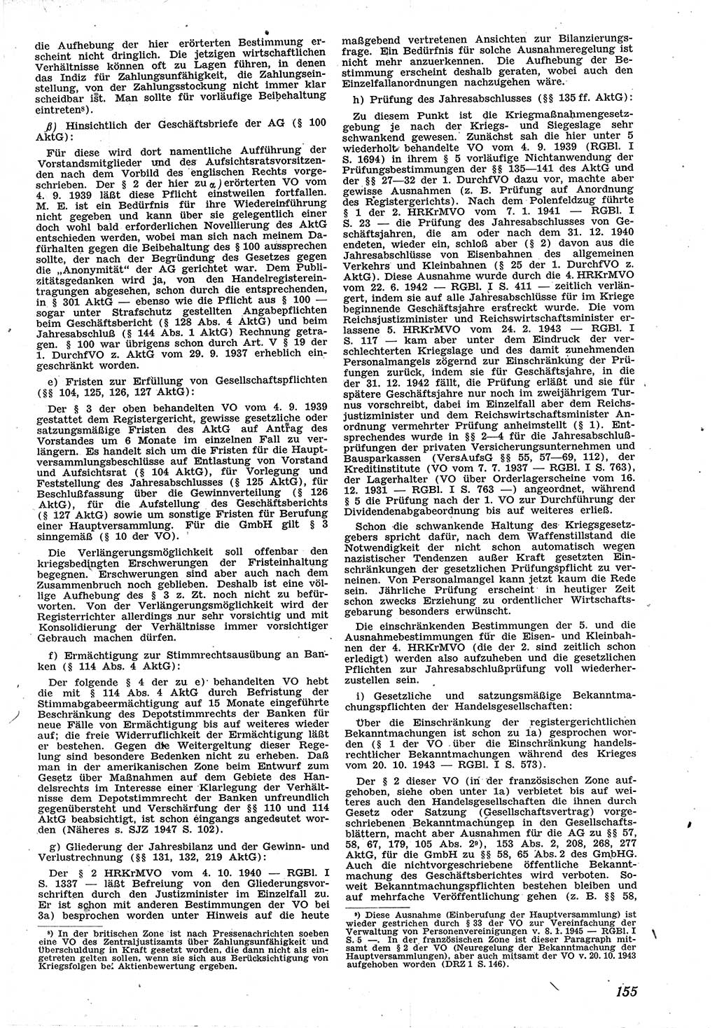 Neue Justiz (NJ), Zeitschrift für Recht und Rechtswissenschaft [Sowjetische Besatzungszone (SBZ) Deutschland], 1. Jahrgang 1947, Seite 155 (NJ SBZ Dtl. 1947, S. 155)