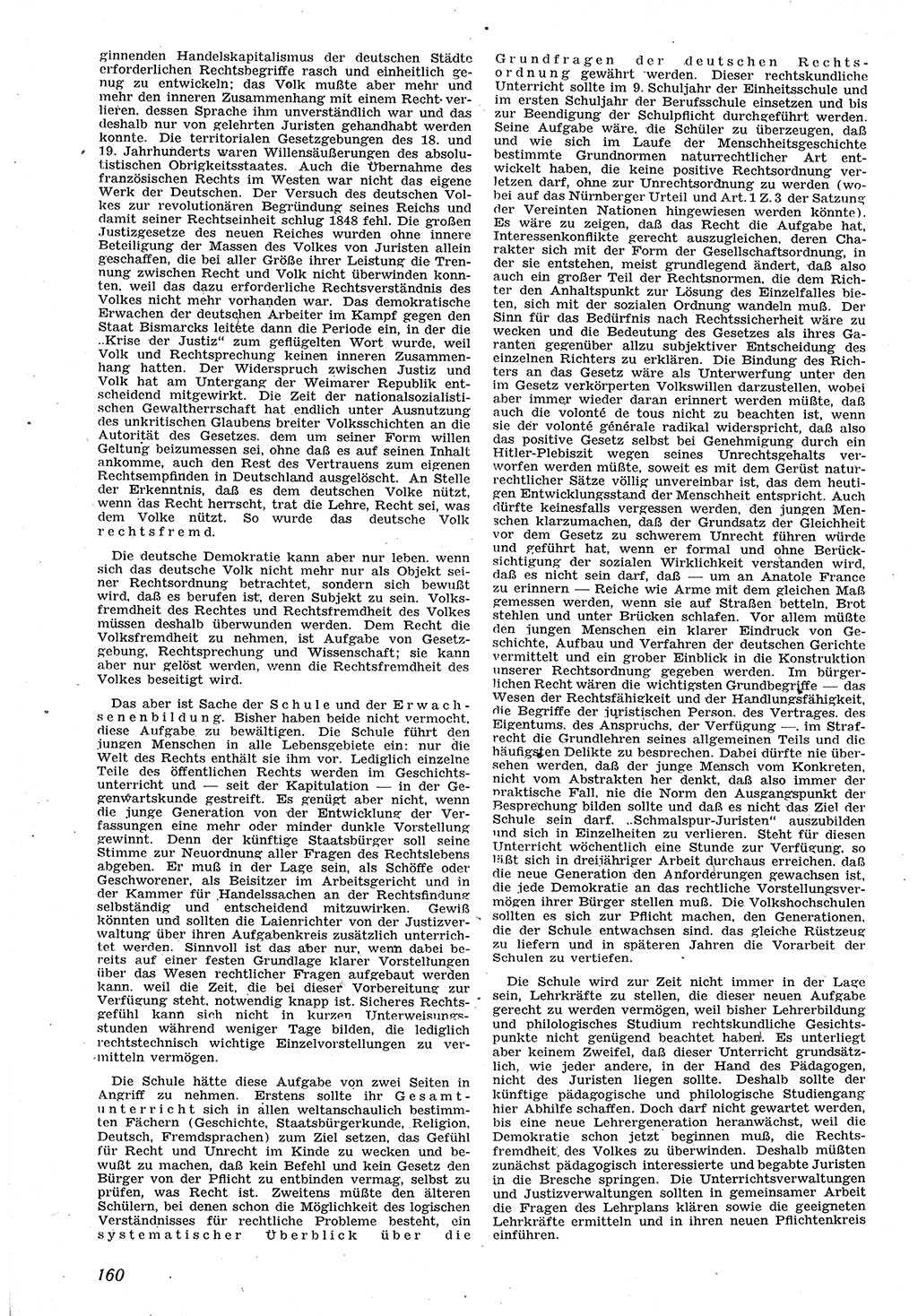Neue Justiz (NJ), Zeitschrift für Recht und Rechtswissenschaft [Sowjetische Besatzungszone (SBZ) Deutschland], 1. Jahrgang 1947, Seite 160 (NJ SBZ Dtl. 1947, S. 160)