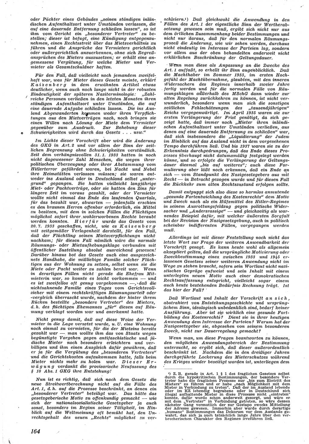 Neue Justiz (NJ), Zeitschrift für Recht und Rechtswissenschaft [Sowjetische Besatzungszone (SBZ) Deutschland], 1. Jahrgang 1947, Seite 164 (NJ SBZ Dtl. 1947, S. 164)