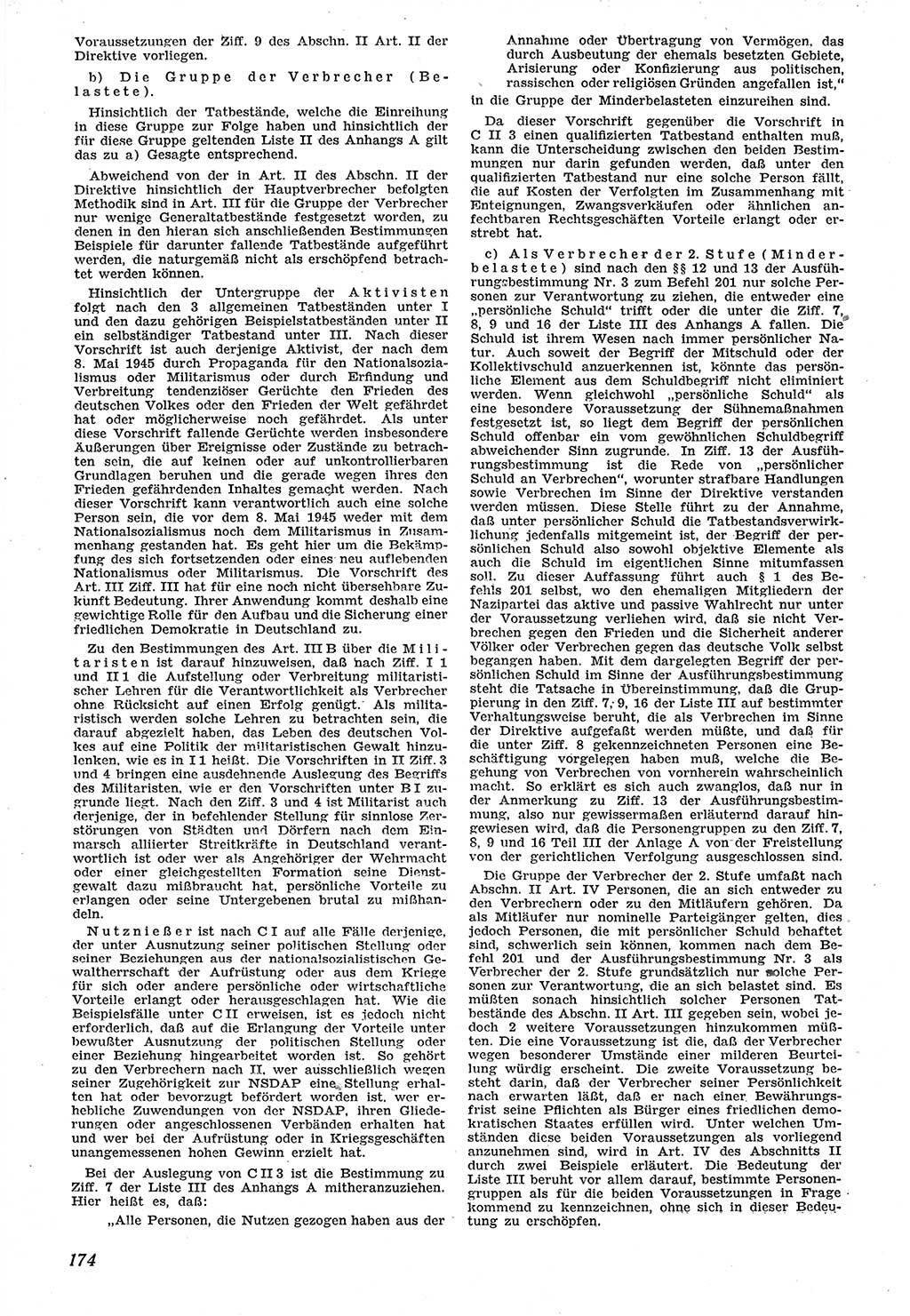 Neue Justiz (NJ), Zeitschrift für Recht und Rechtswissenschaft [Sowjetische Besatzungszone (SBZ) Deutschland], 1. Jahrgang 1947, Seite 174 (NJ SBZ Dtl. 1947, S. 174)