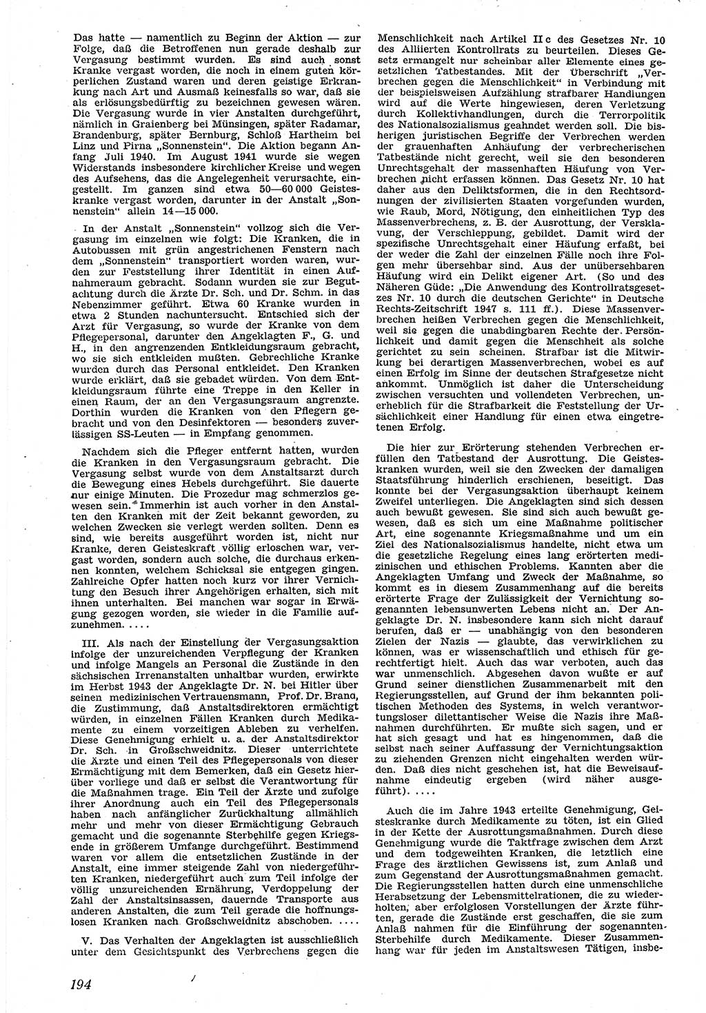Neue Justiz (NJ), Zeitschrift für Recht und Rechtswissenschaft [Sowjetische Besatzungszone (SBZ) Deutschland], 1. Jahrgang 1947, Seite 194 (NJ SBZ Dtl. 1947, S. 194)