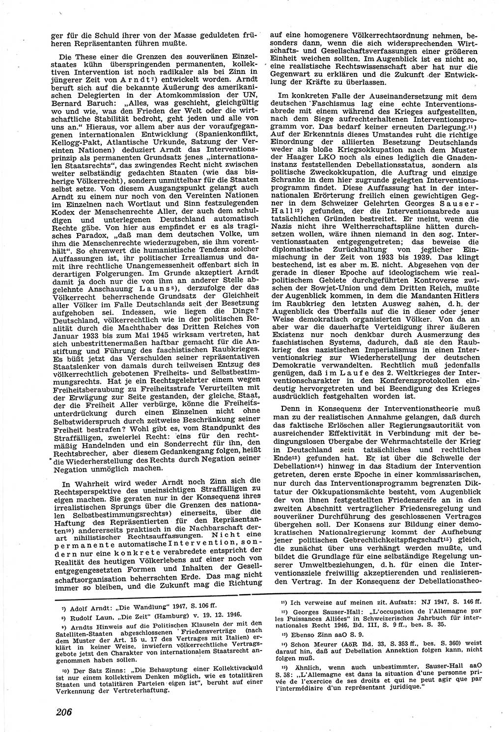 Neue Justiz (NJ), Zeitschrift für Recht und Rechtswissenschaft [Sowjetische Besatzungszone (SBZ) Deutschland], 1. Jahrgang 1947, Seite 206 (NJ SBZ Dtl. 1947, S. 206)