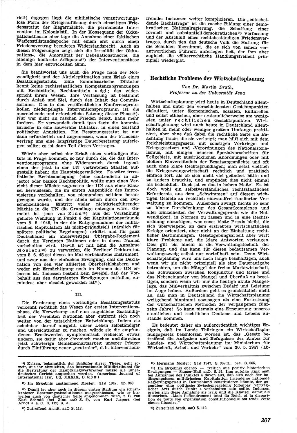 Neue Justiz (NJ), Zeitschrift für Recht und Rechtswissenschaft [Sowjetische Besatzungszone (SBZ) Deutschland], 1. Jahrgang 1947, Seite 207 (NJ SBZ Dtl. 1947, S. 207)