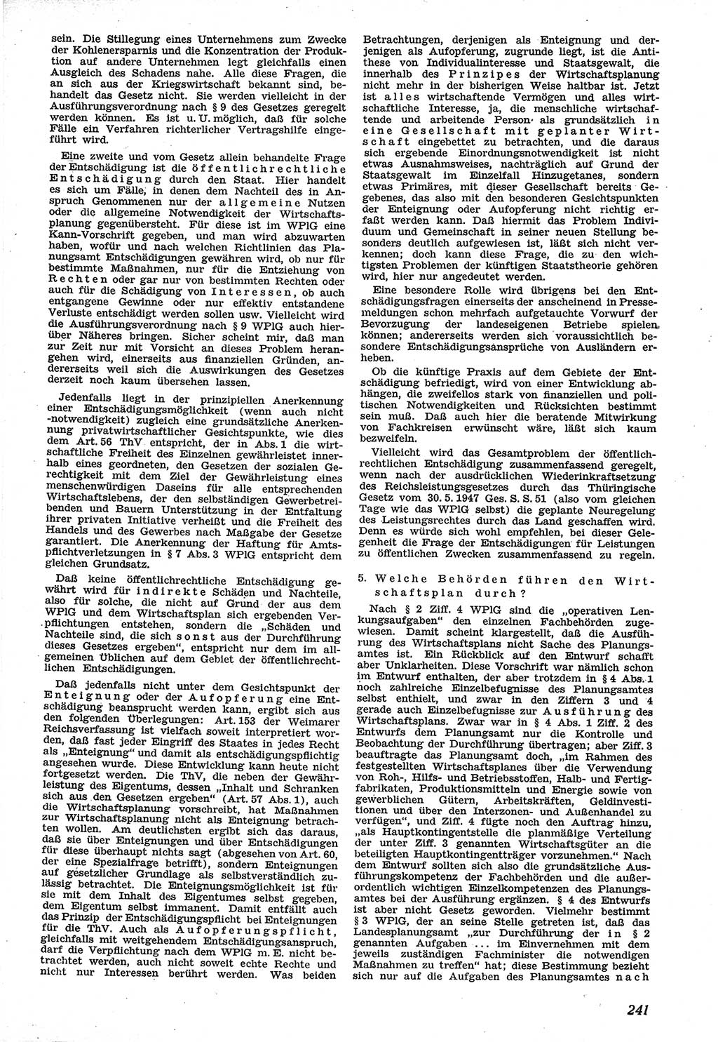 Neue Justiz (NJ), Zeitschrift für Recht und Rechtswissenschaft [Sowjetische Besatzungszone (SBZ) Deutschland], 1. Jahrgang 1947, Seite 241 (NJ SBZ Dtl. 1947, S. 241)