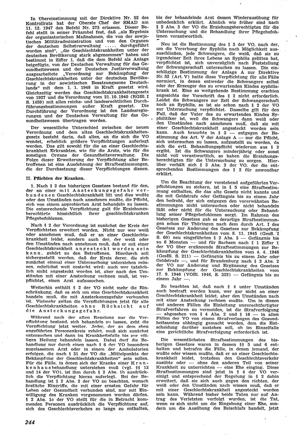 Neue Justiz (NJ), Zeitschrift für Recht und Rechtswissenschaft [Sowjetische Besatzungszone (SBZ) Deutschland], 1. Jahrgang 1947, Seite 244 (NJ SBZ Dtl. 1947, S. 244)